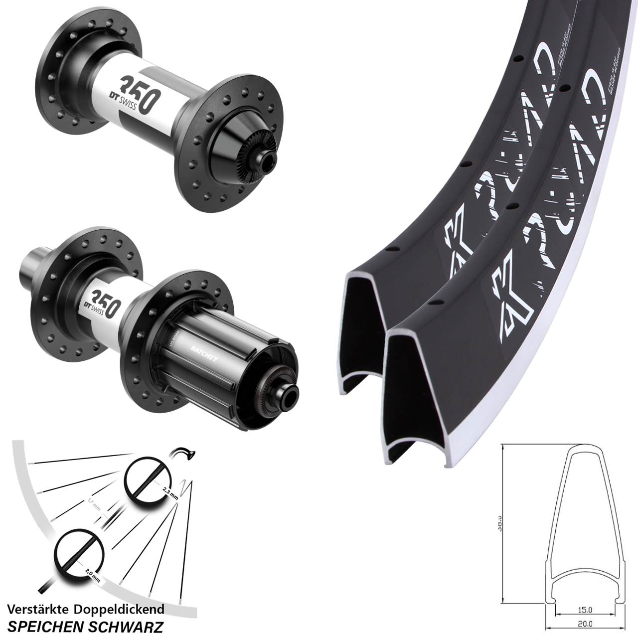 28 Zoll KX Road DT Swiss 350 Rennrad Laufradsatz für Schnellspanner 11-12 fach