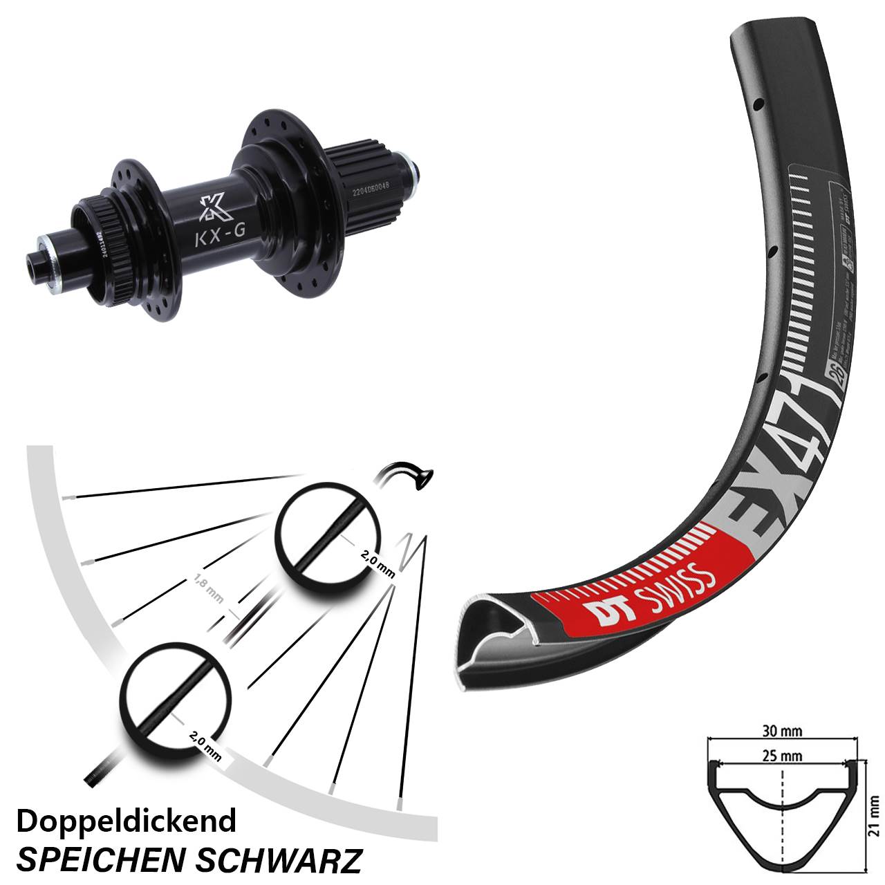 Centerlock Hinterrad QR 29 Zoll DT Swiss EX 471 KX-GS verstärkt Micro Spline