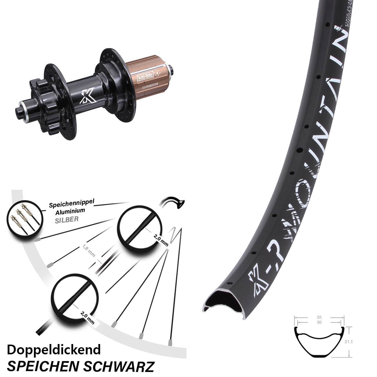 27,5 Zoll KX-MR Mountain Disc Laufrad QR 8-12 fach