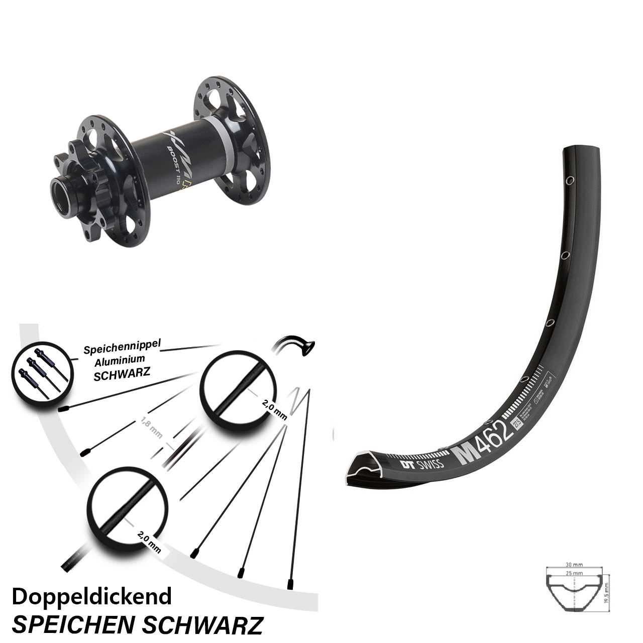 DT Swiss M 462 Miche XMH 550 650B Disc Laufrad 15x110 Boost