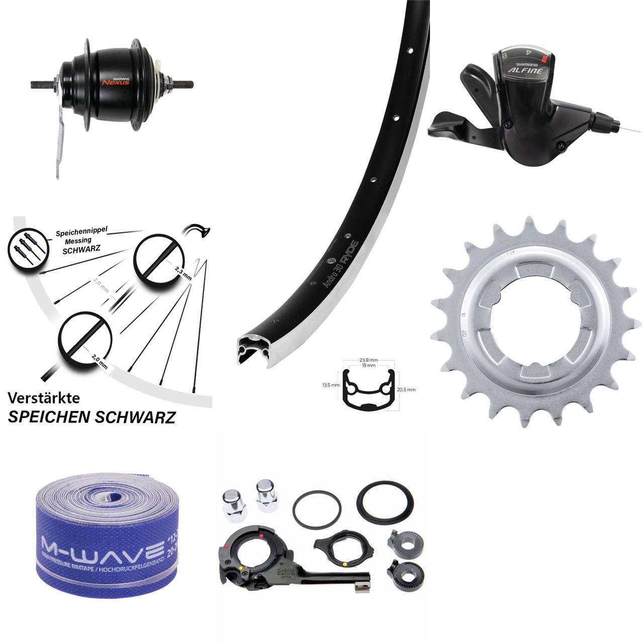 26 Zoll Hinterrad Shimano Nexus 8-Gang Rücktrittbremse Ryde Andra 30