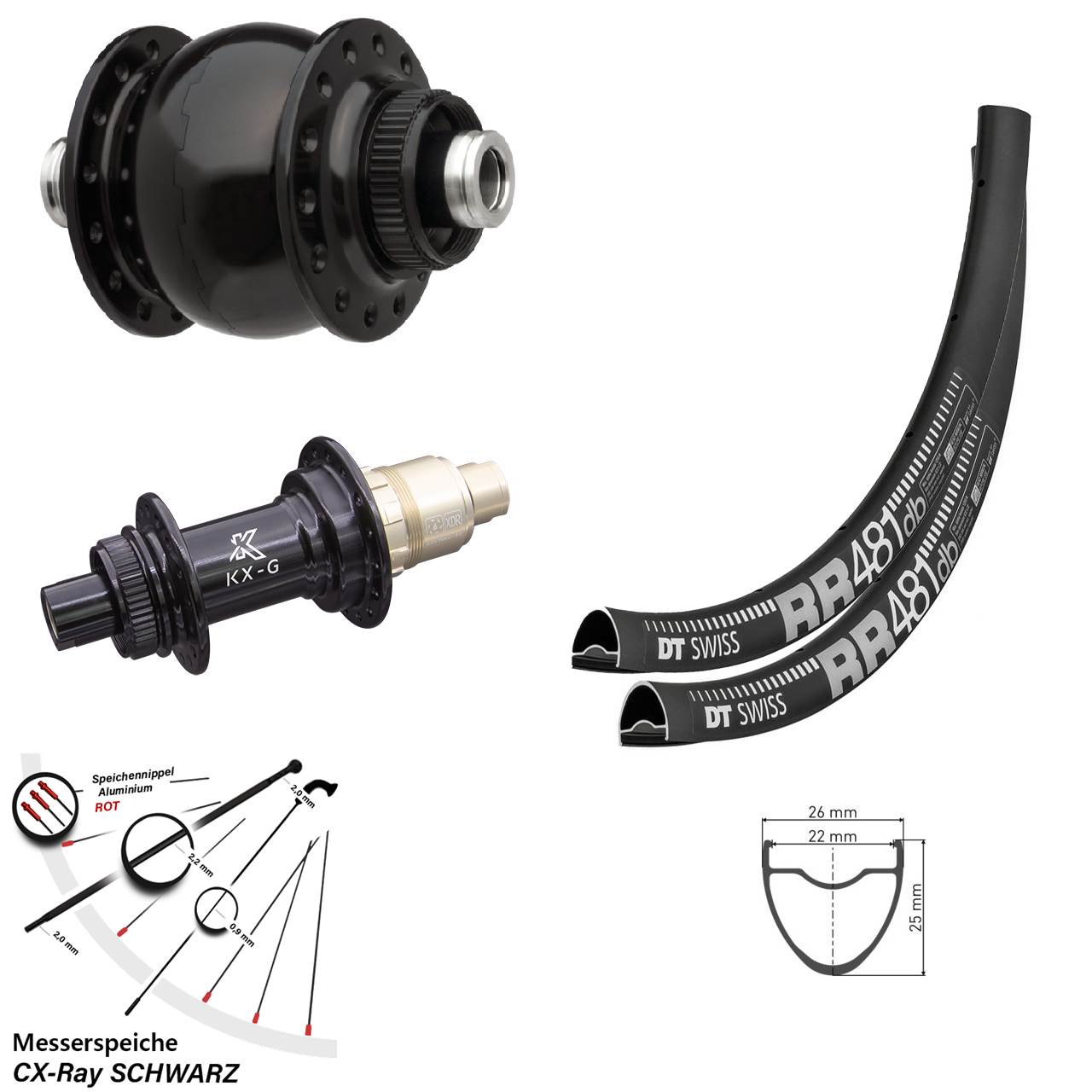 DT Swiss RR481 KX-G SON 28 Zoll Centerlock Laufradsatz 12x100/142 SRAM XDR CX-Ray