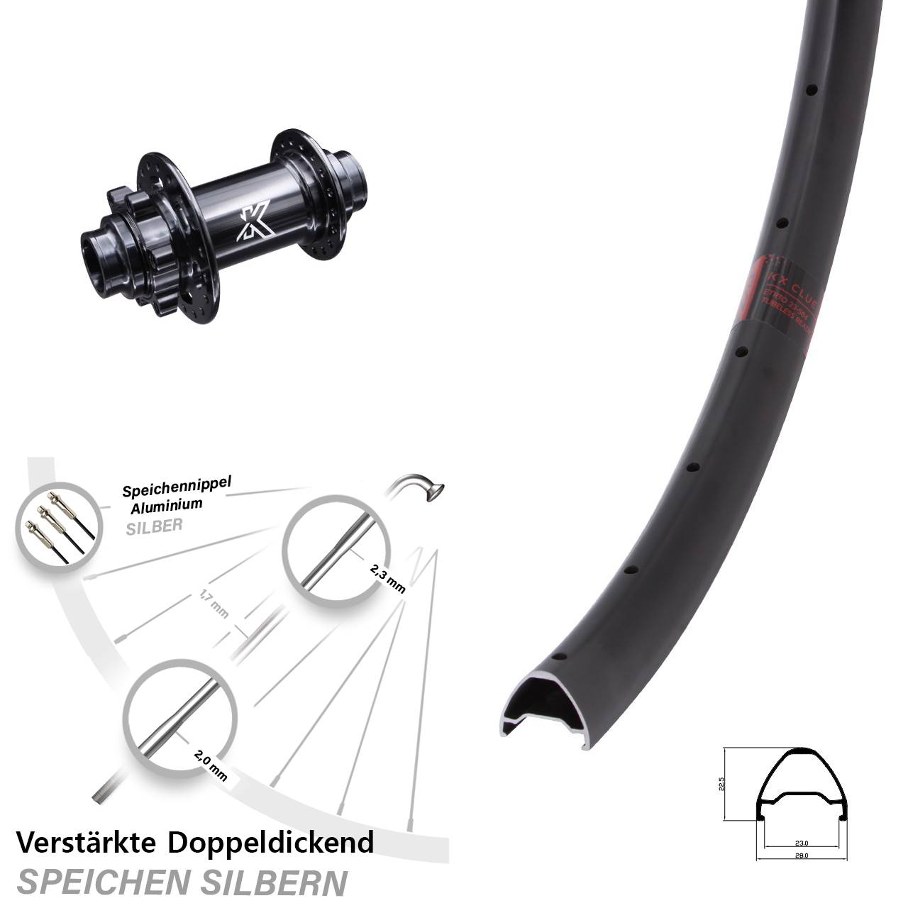 KX Clue MTB Downhill 28-29 Zoll Vorderrad 6-Loch 20x110 (DH alt)