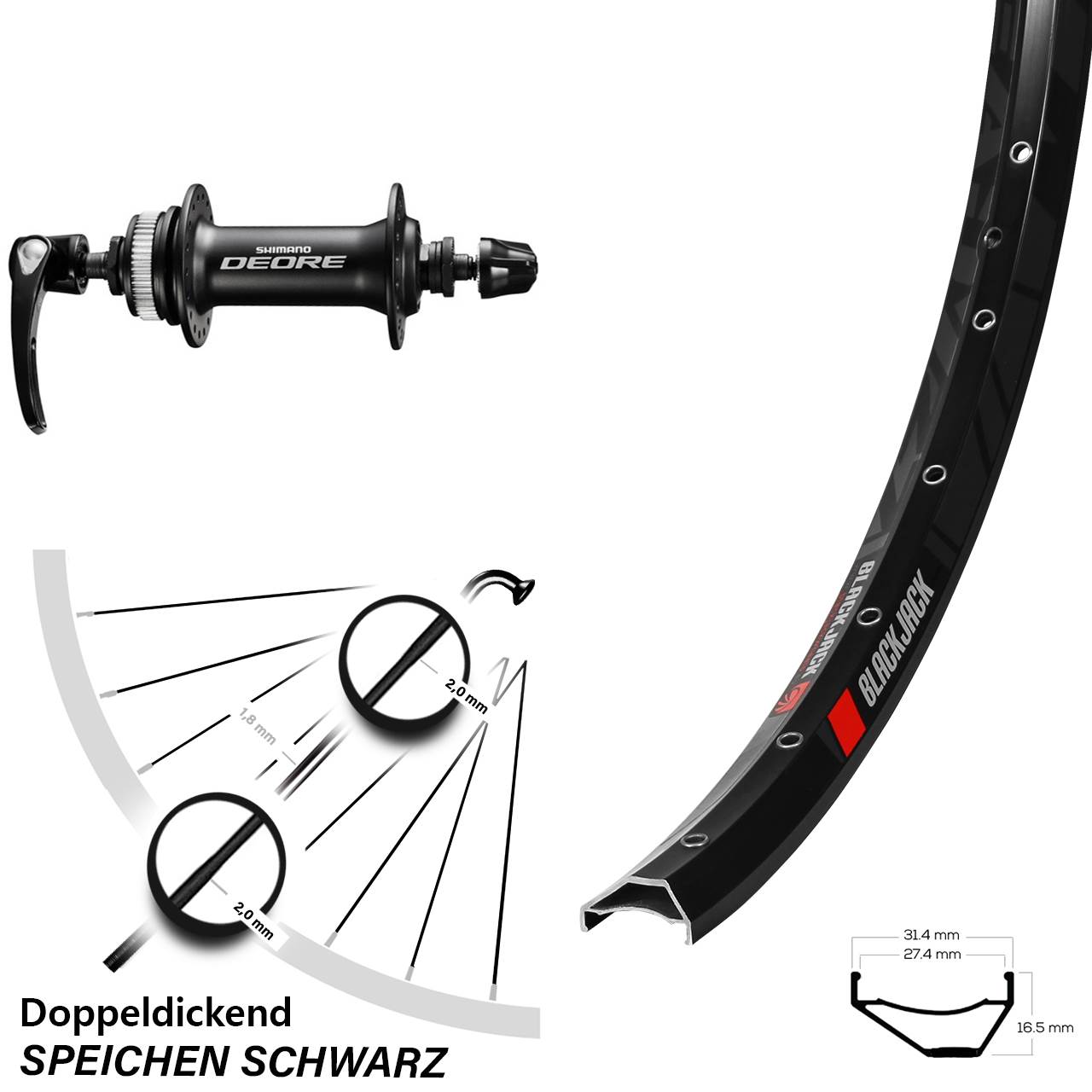 Rodi Ready 27 Shimano Deore 650B Centerlock Vorderrad QR
