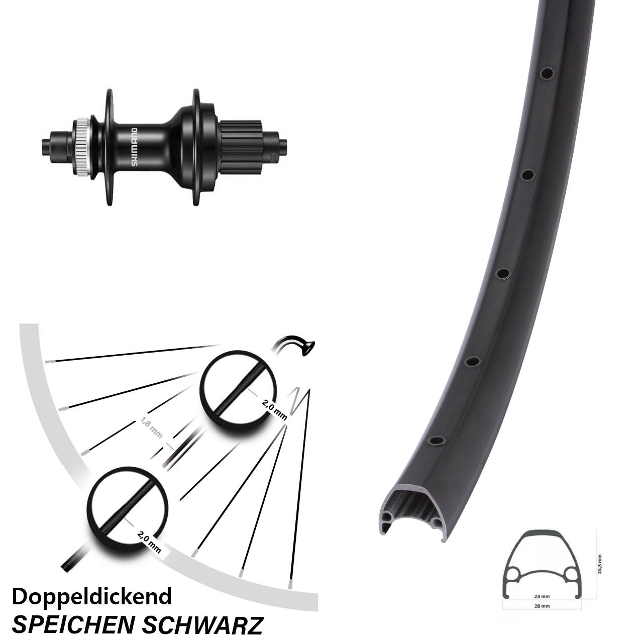 Disc Hinterrad 29 Zoll Ambrosio Sport Shimano MT500 Micro Spline QR