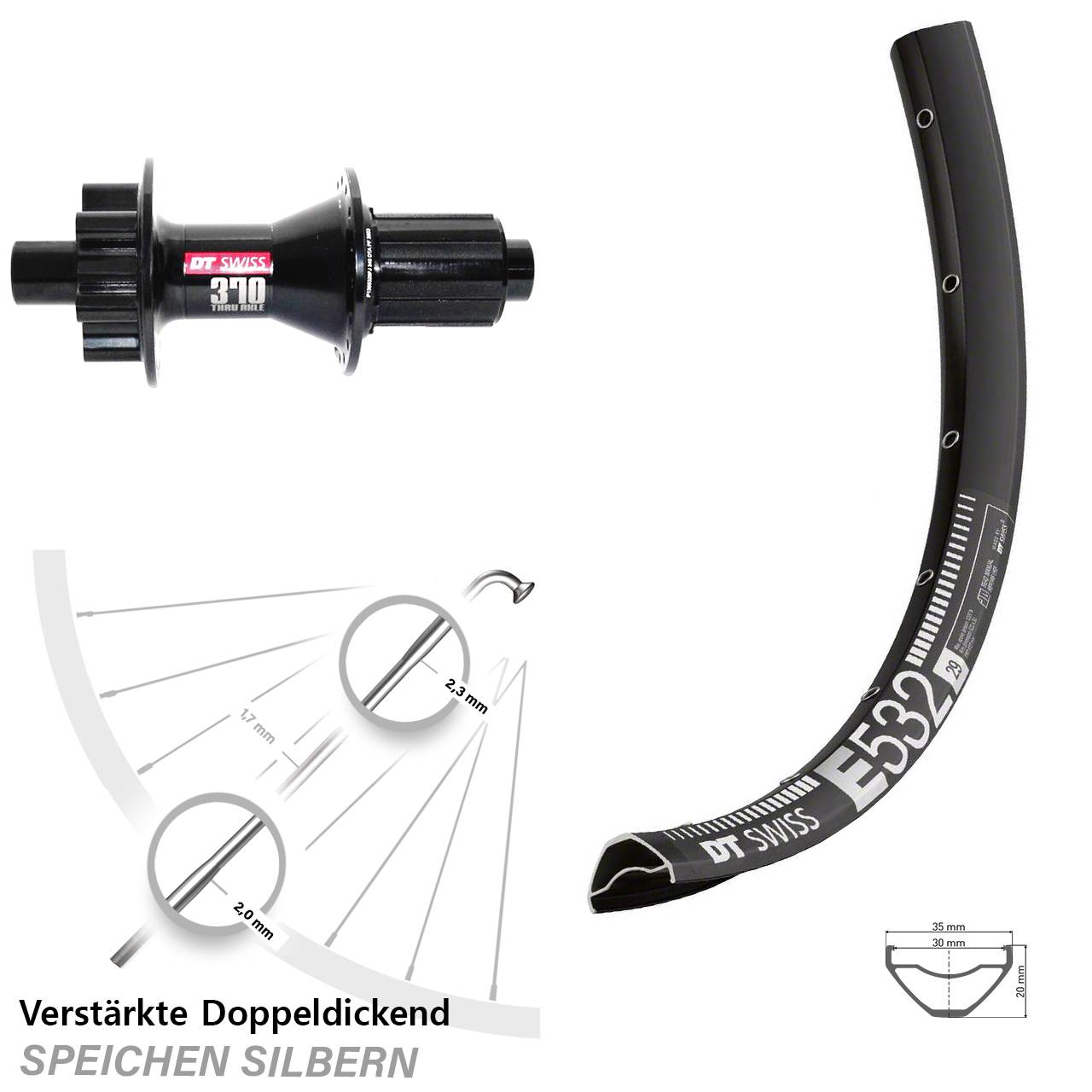 29 Zoll DT Swiss E 532-370 Disc Laufrad 12x142 8-11 fach
