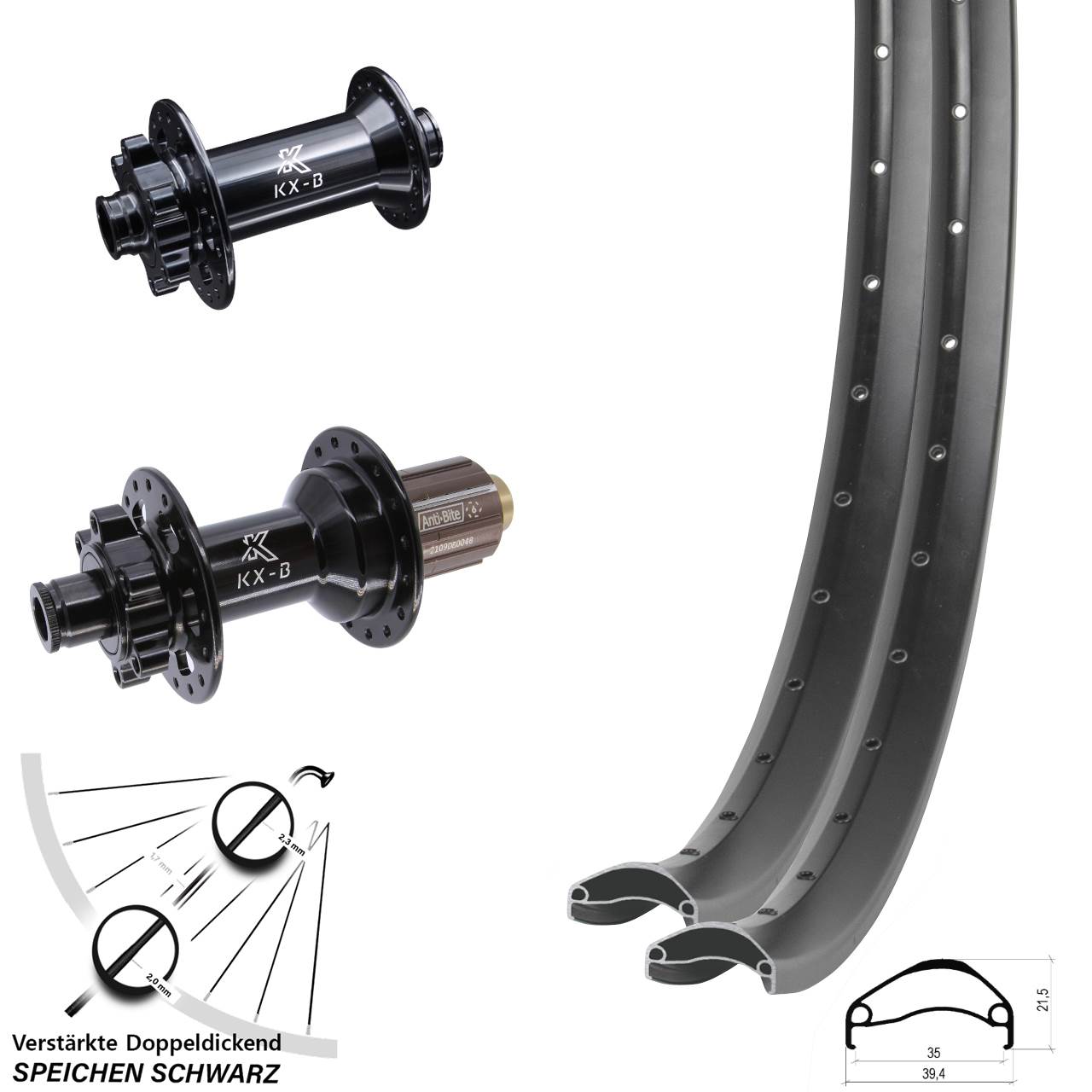 Laufradsatz 6-Loch 29 Zoll Ambrosio E35 KX-B 8-11 fach 15x110 12x148 Boost