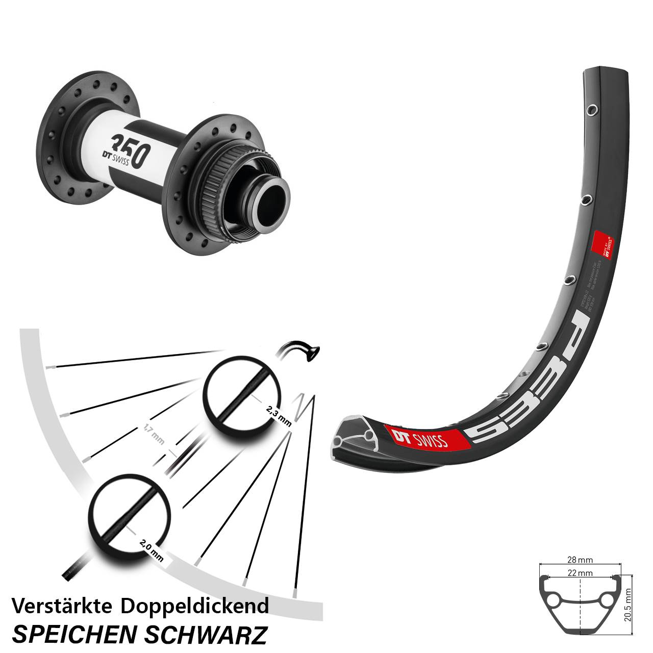DT Swiss 533d DT Swiss 350 27,5 Zoll Centerlock Vorderrad 15x110 Boost