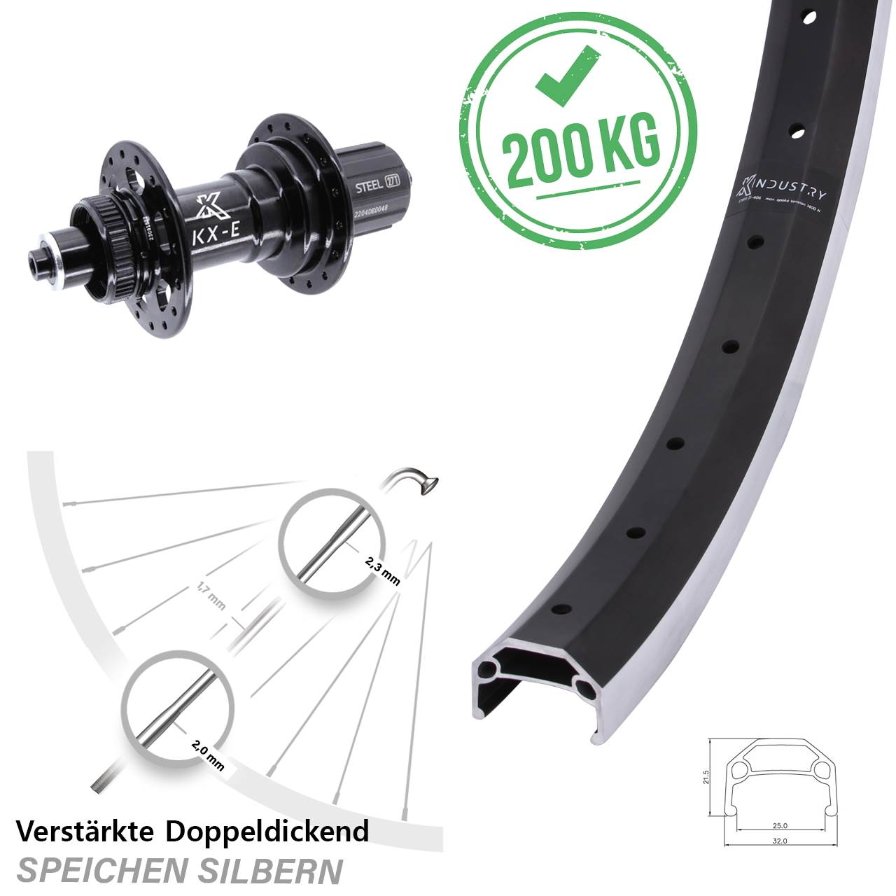 KX-E Industry 26 Zoll 5x141 Boost Hinterrad 8-12 fach