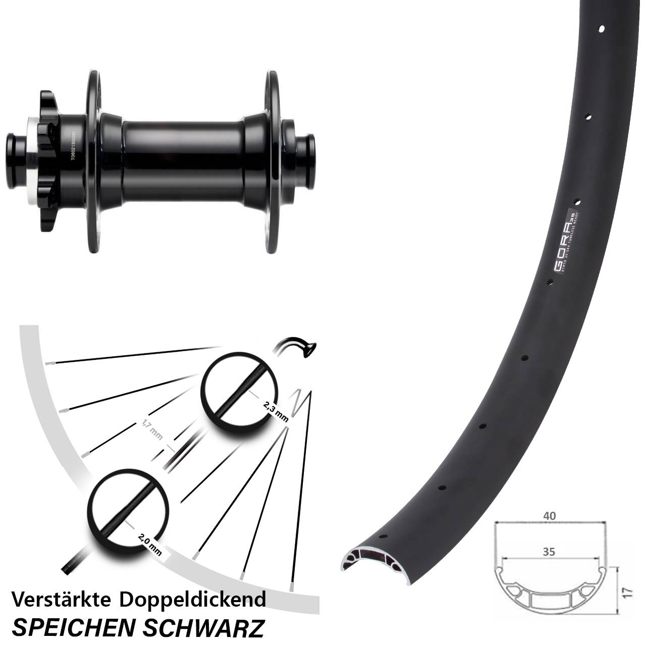 Disc Laufrad 27,5 Zoll Gora 35 Novatec D341 15x110 Boost