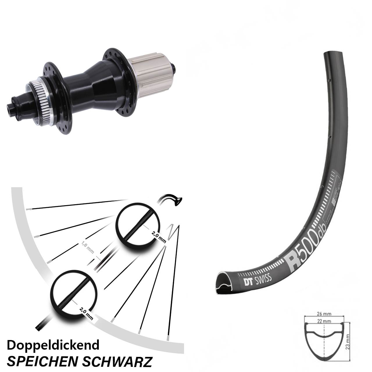 DT Swiss R500 28 Zoll Hinterrad Novatec 8-12 fach