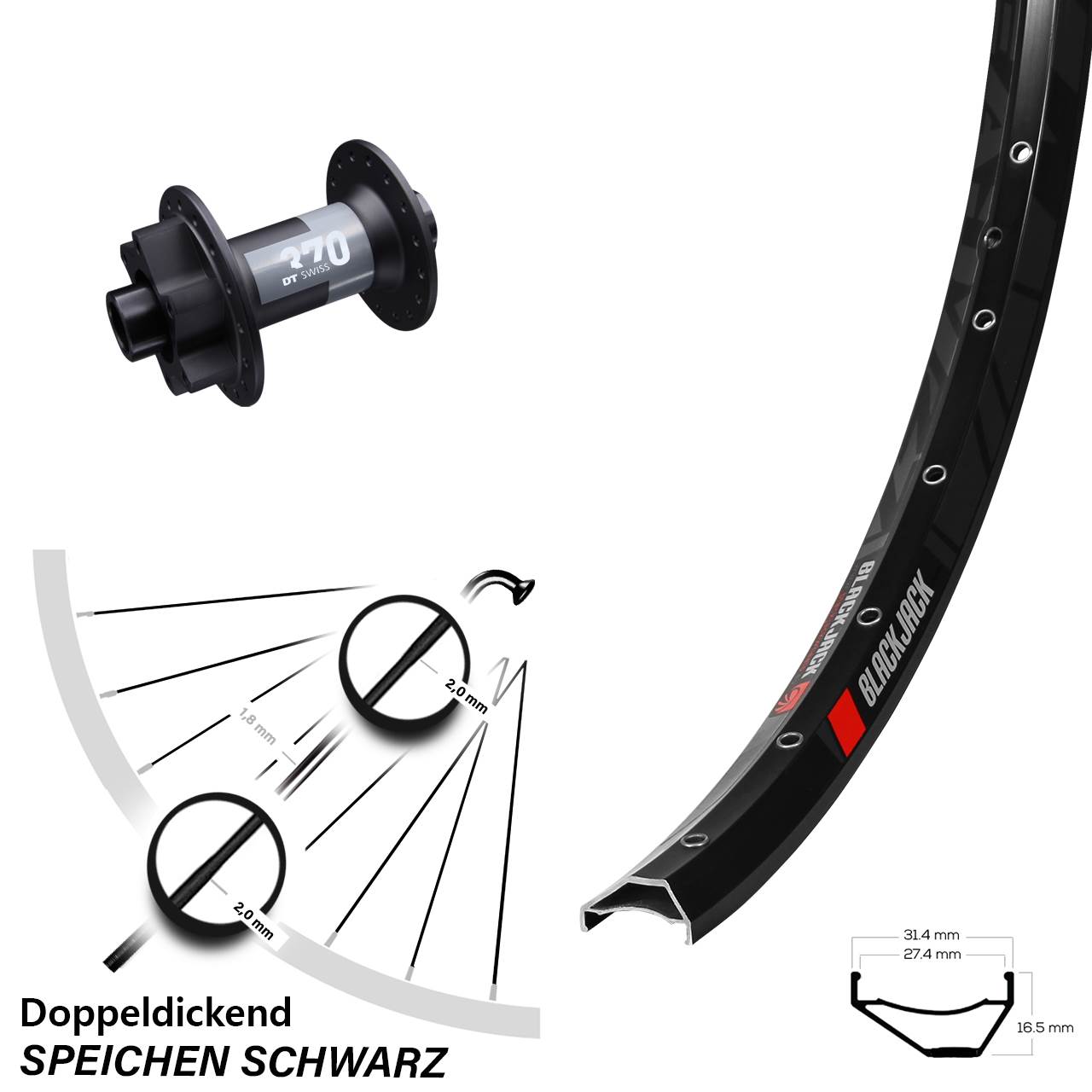 Rodi Ready 27 DT Swiss 370 27,5 Zoll Disc Vorderrad 15x100