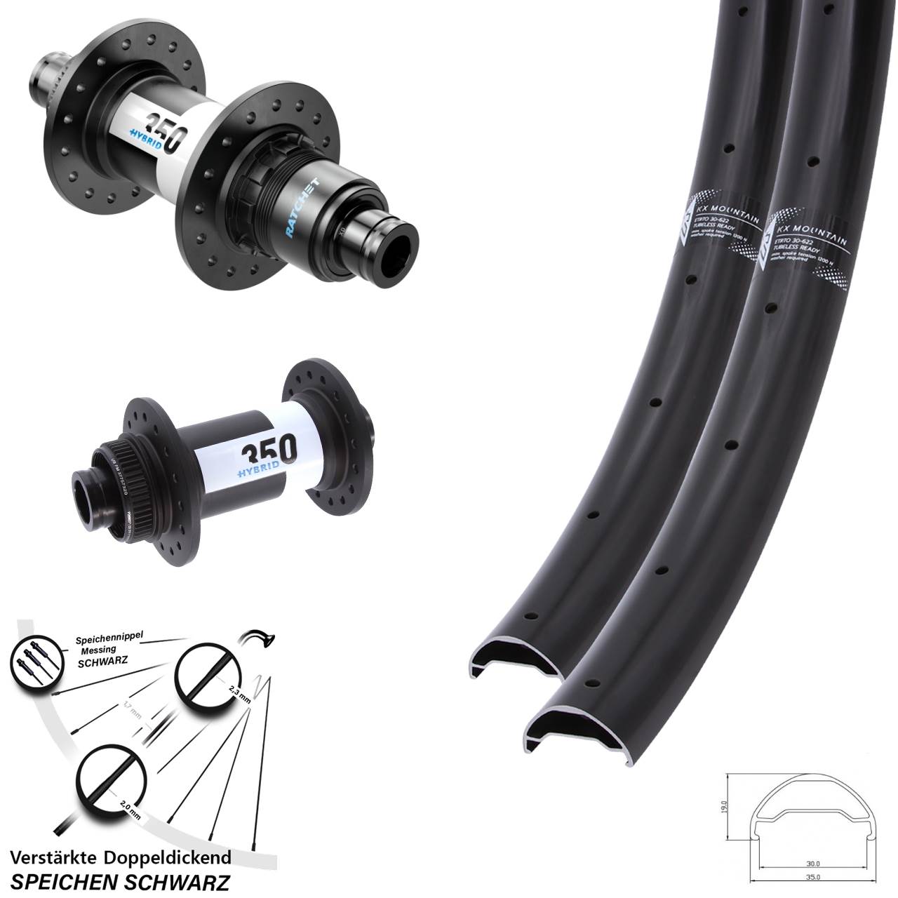 KX Mountain TR DT Swiss 350 Hybrid 350 29 Zoll Disc Laufradsatz Boost XD