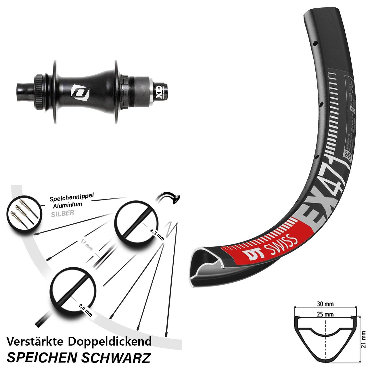 26 Zoll DT Swiss EX 471 Syncros Disc Laufrad 12x148 SRAM XD