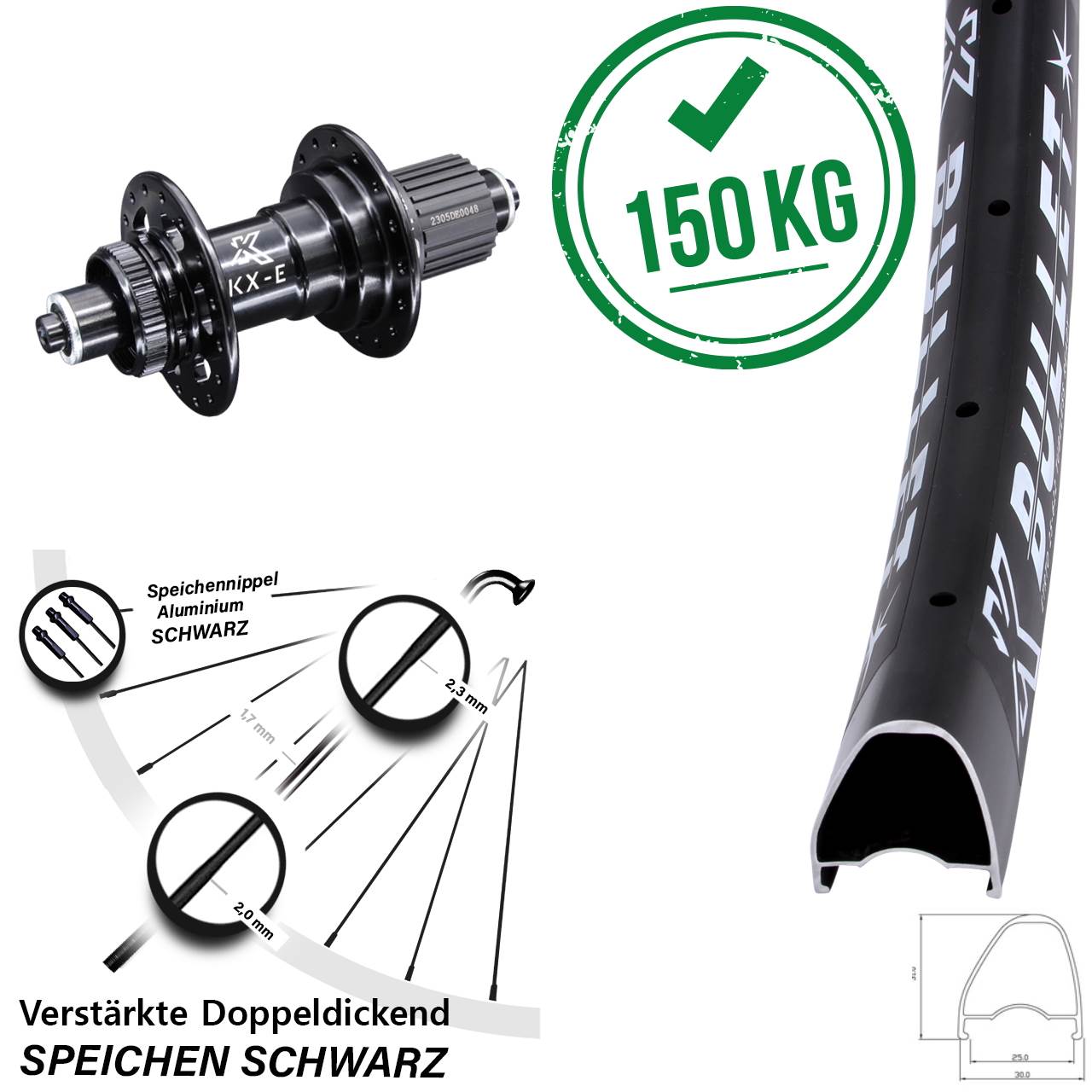 Centerlock Hinterrad QR 29 Zoll KX-E Bullet OS Micro Spline