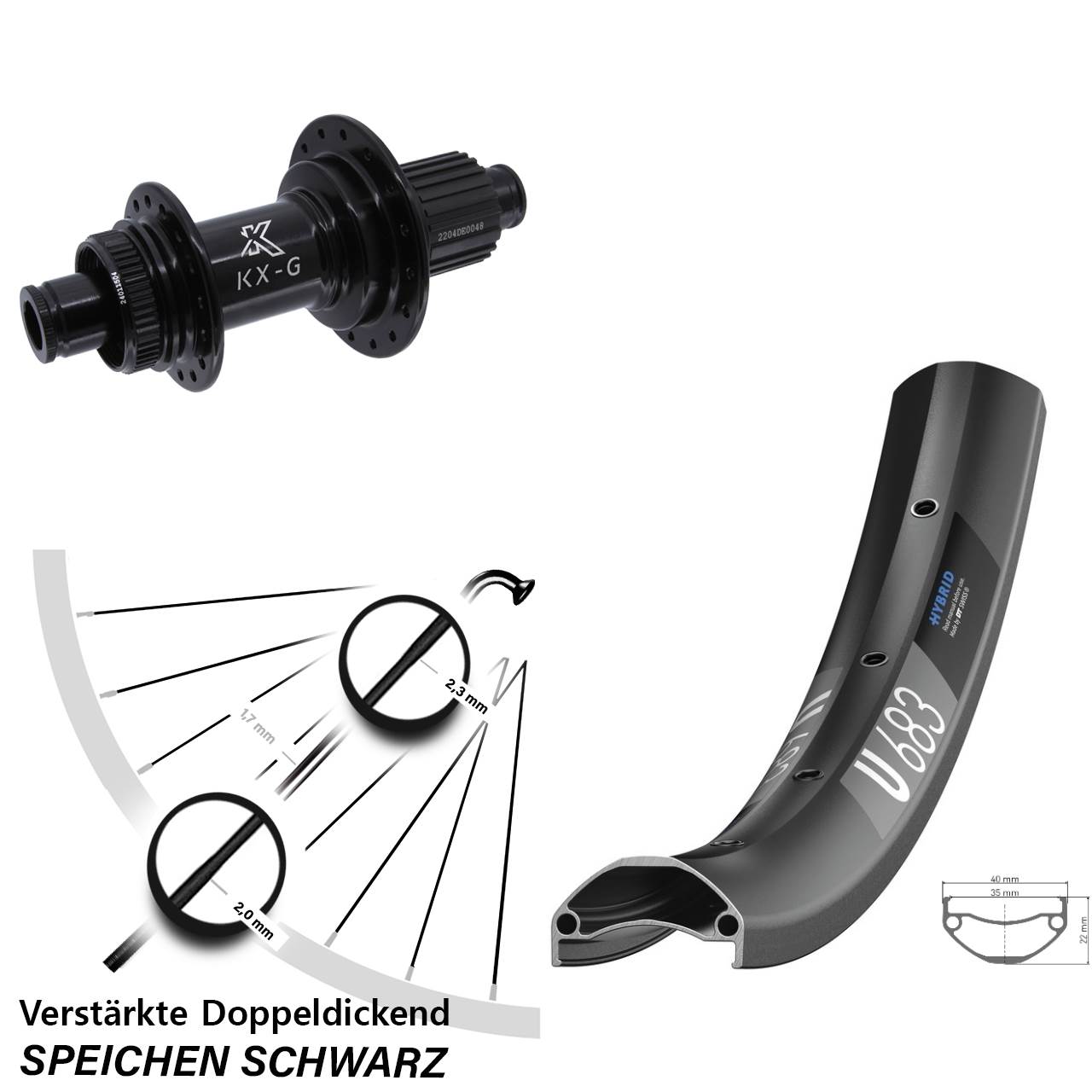 Disc Hinterrad 27,5 Zoll DT Swiss U 683 KX-GS Heavy Duty Shimano Micro Spline 12x142