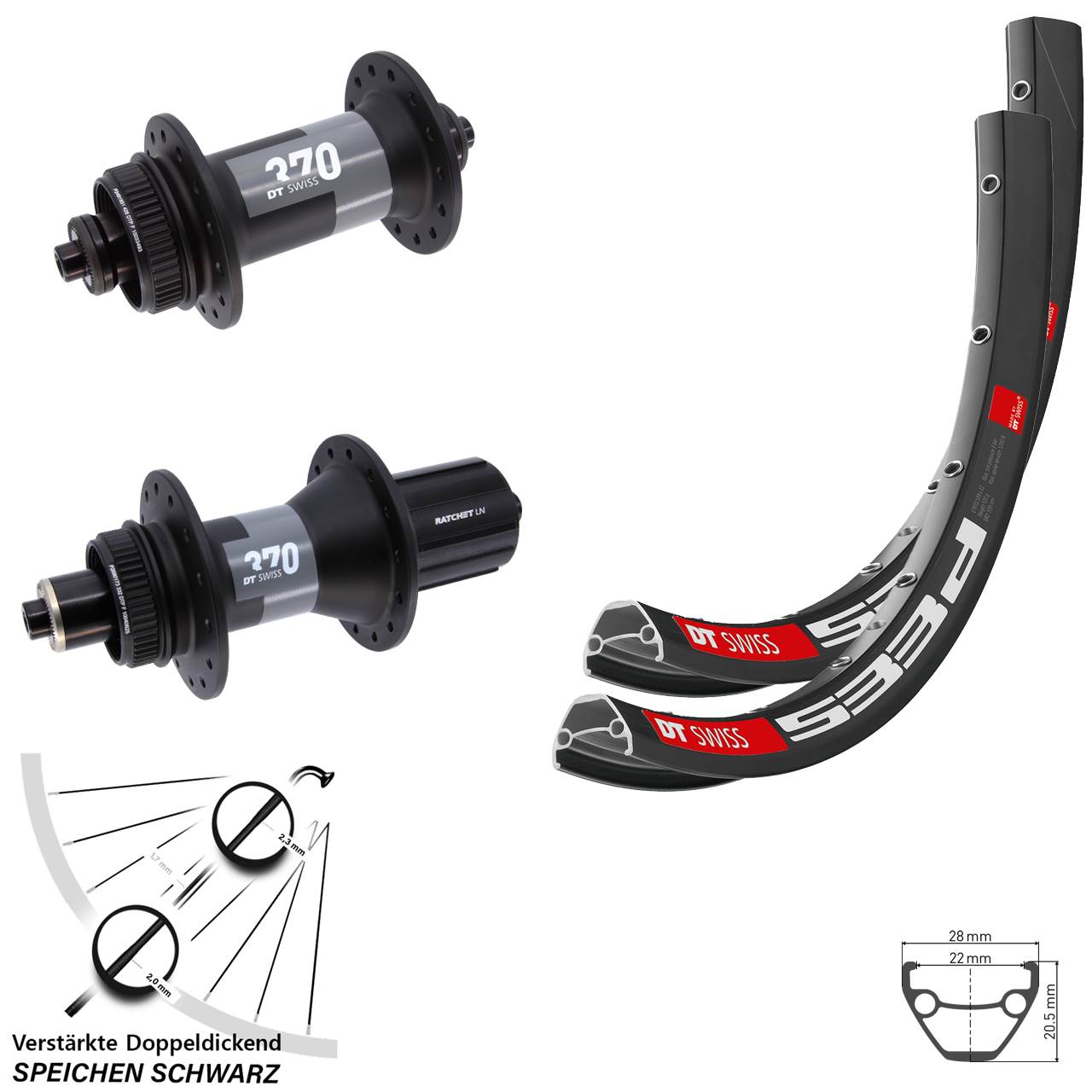 Centerlock Laufradsatz QR 27,5 Zoll DT Swiss 533 D DT Swiss 370 8-12 fach HG