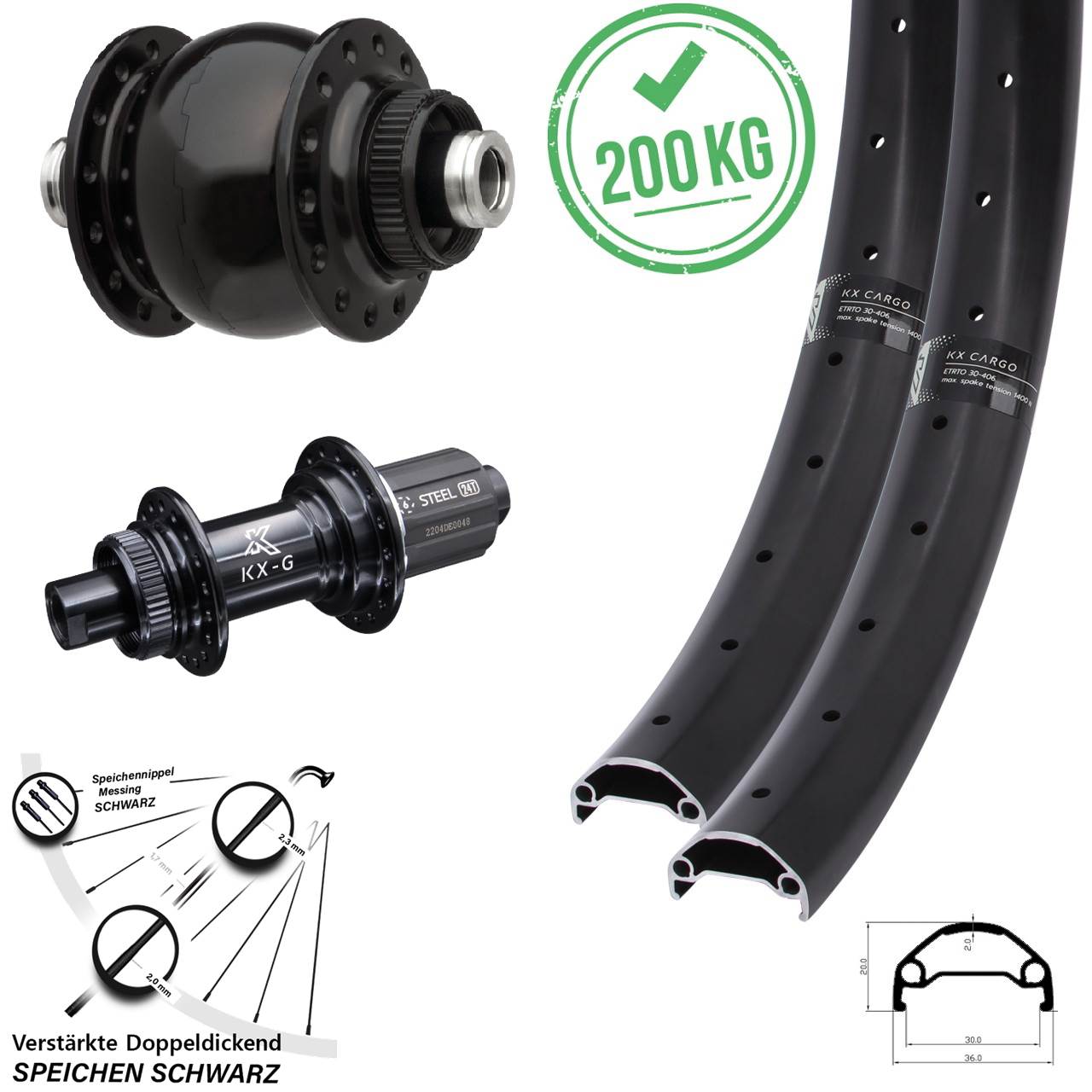 KX-GS Cargo Heavy Duty SON 28 29 Zoll Centerlock Laufradsatz 12x100/142 8-12 fach