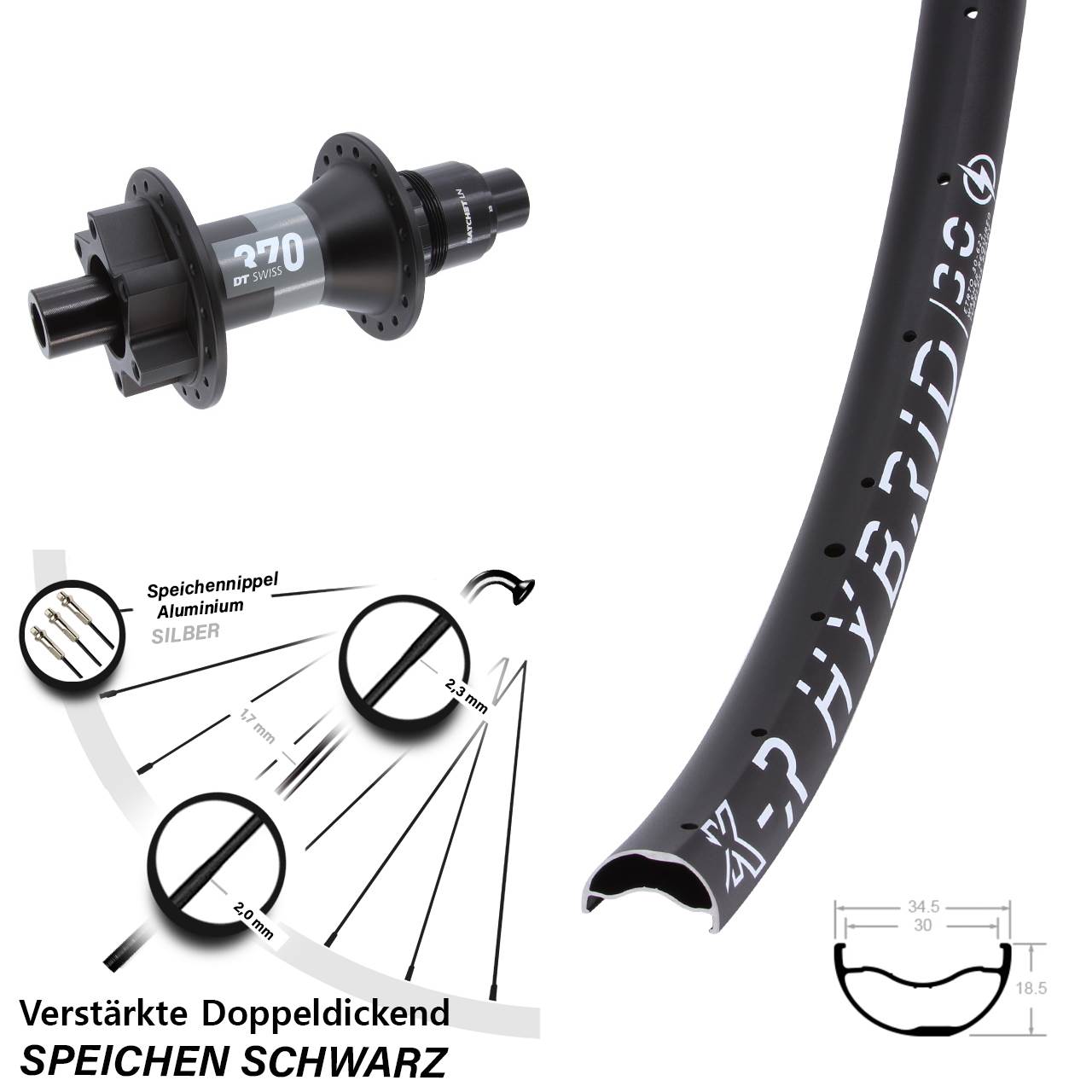 Boost Hinterrad 6-Loch 12x148 29 Zoll KX-R Hybrid 30 DT Swiss 370 XD 11-12 fach
