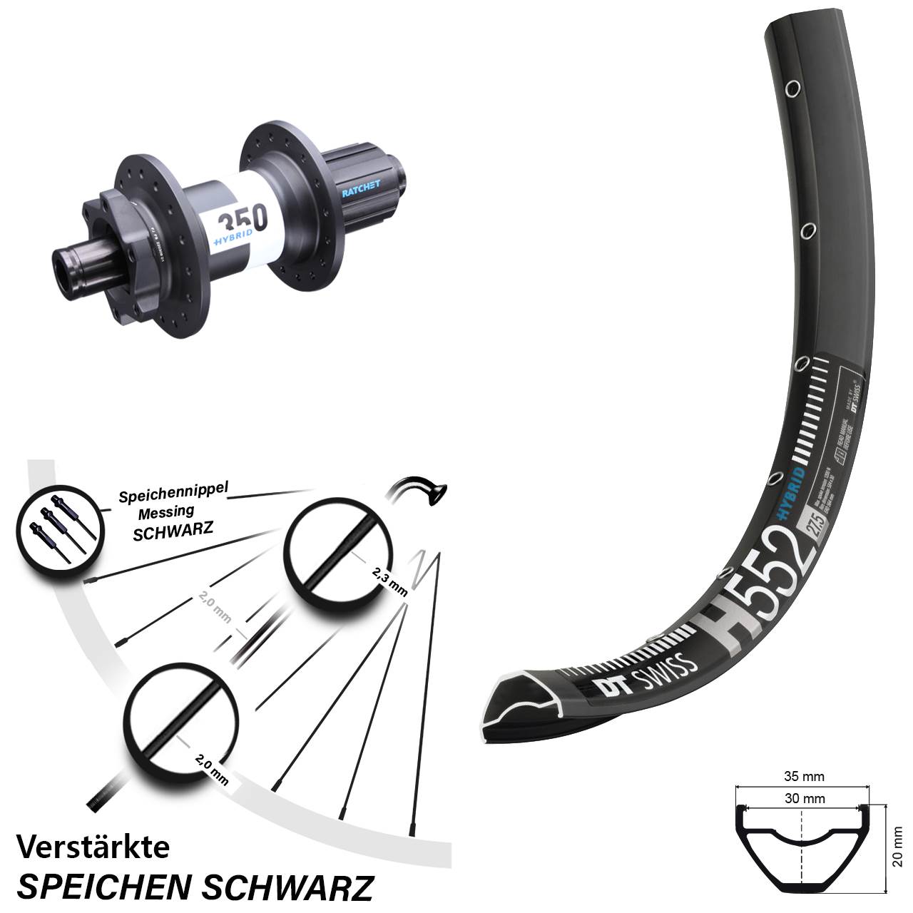 H 552 DT Swiss 350 Hybrid Boost Micro Spline 12-fach Hinterrad 29 Zoll