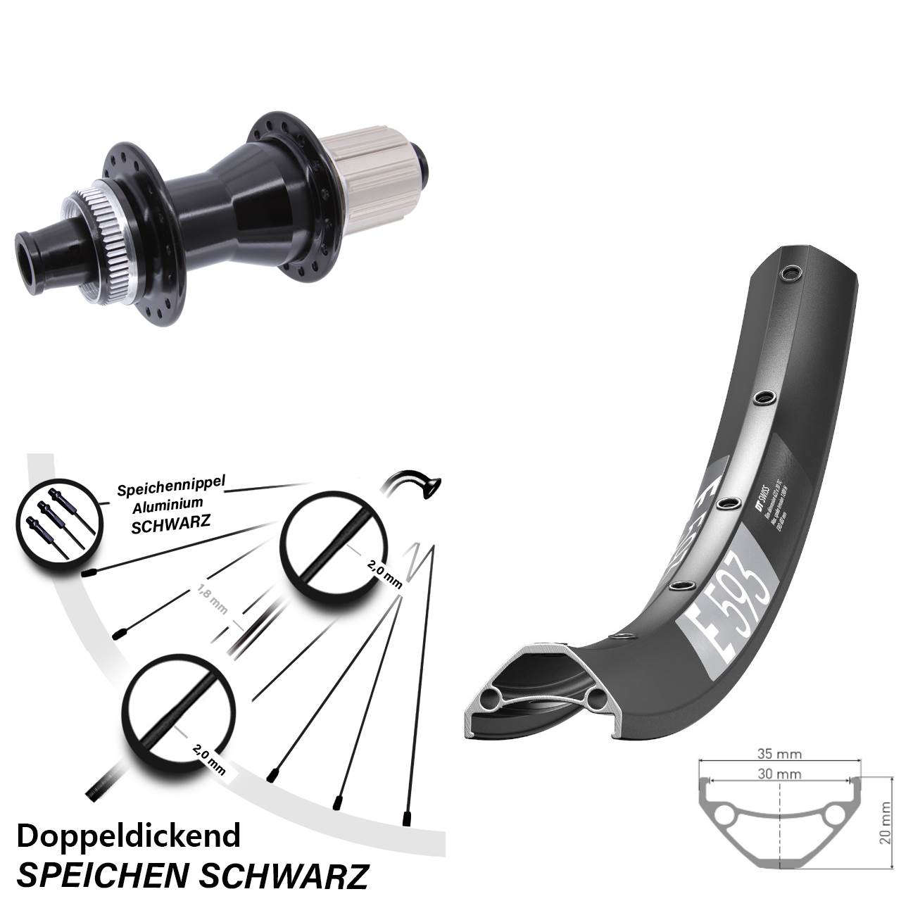 Centerlock Hinterrad 27,5 Zoll DT Swiss E 593 Novatec CL-142 8-12 fach 12x142