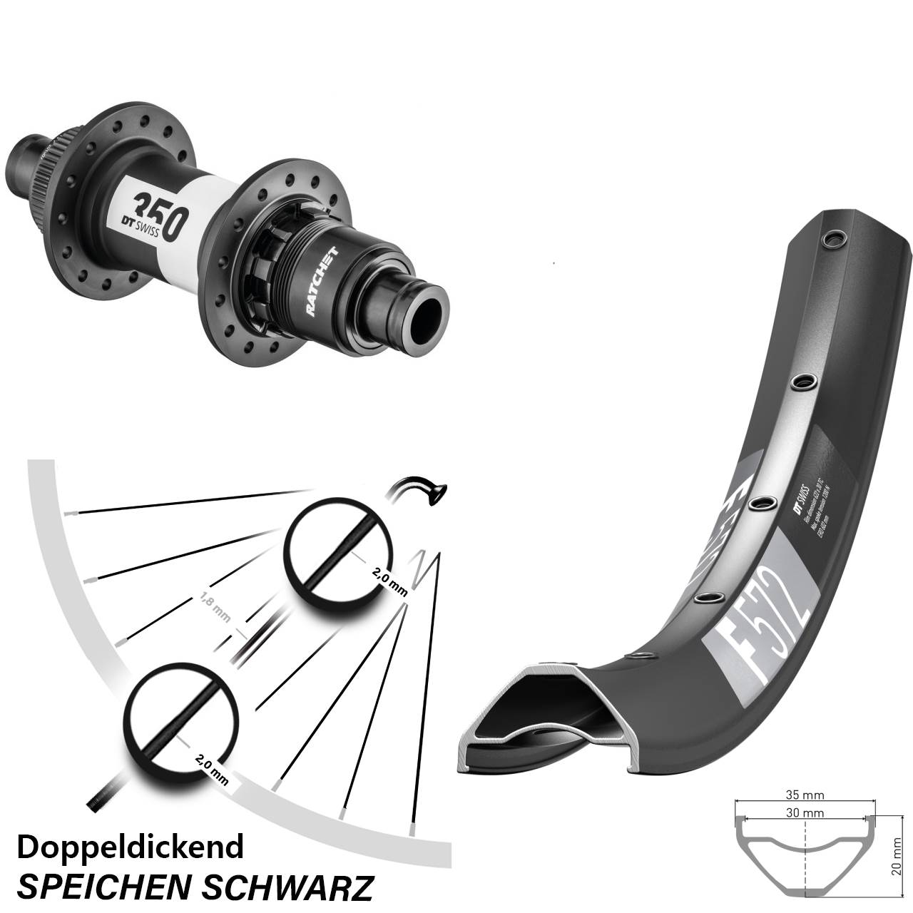 DT Swiss F572-350 29 Zoll Disc Laufrad 12x148 XD