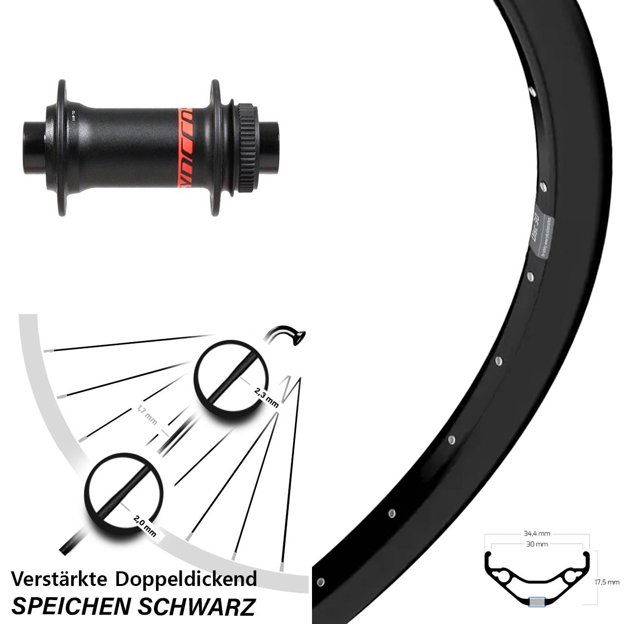27,5 Zoll Ryde Disc 30 Formula CL-811 Centerlock Vorderrad 15x110 Boost