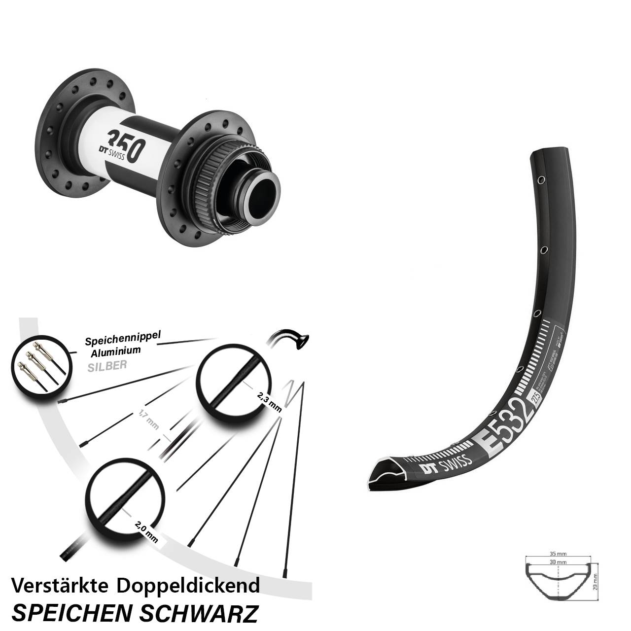 DT Swiss E532-350 27,5 Zoll Disc Vorderrad 15x110 Boost
