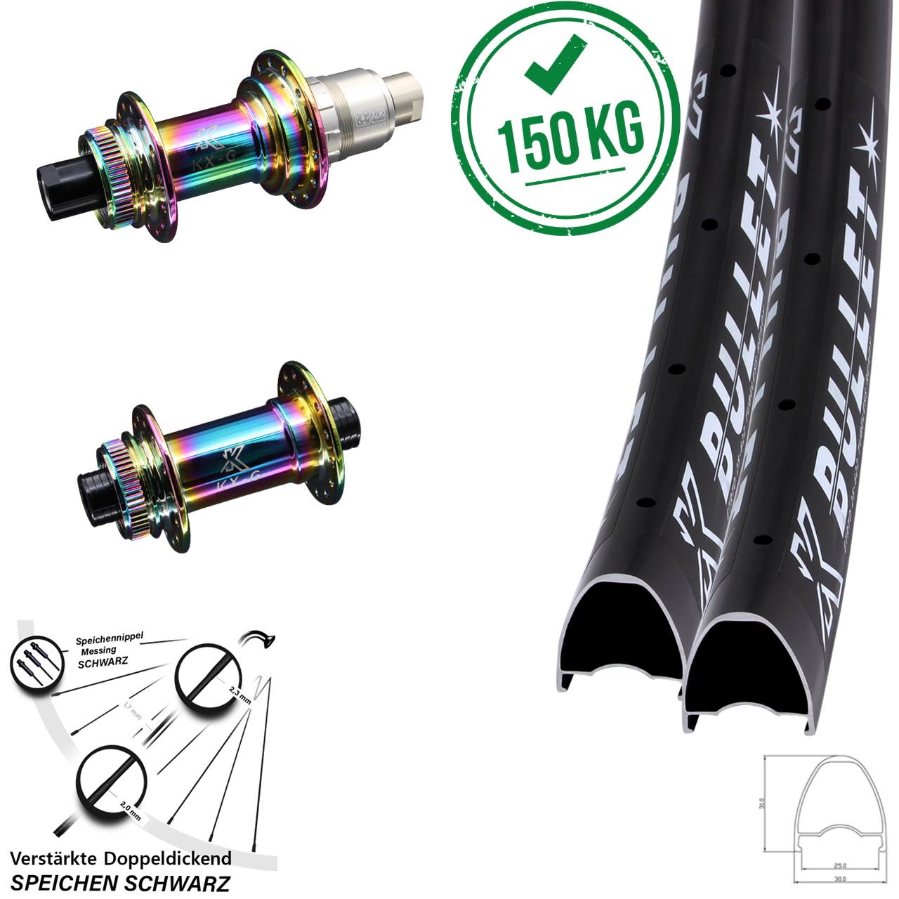 29 Zoll KX-G Bullet Oilslick Laufradsatz Centerlock 12x100/142 XDR