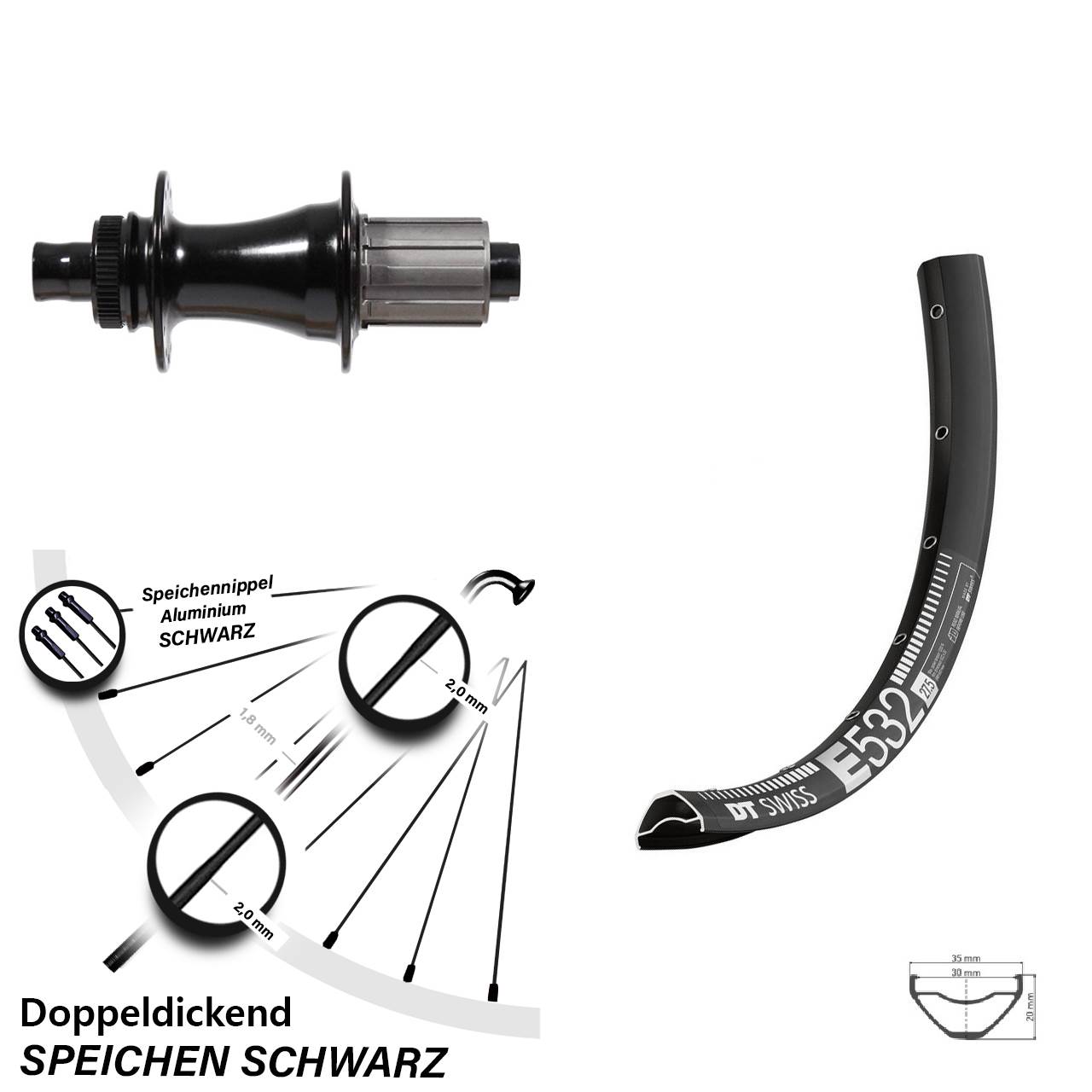 Hinterrad 27,5 Zoll DT Swiss E 532 Formula Centerlock 8-11 fach 12x148