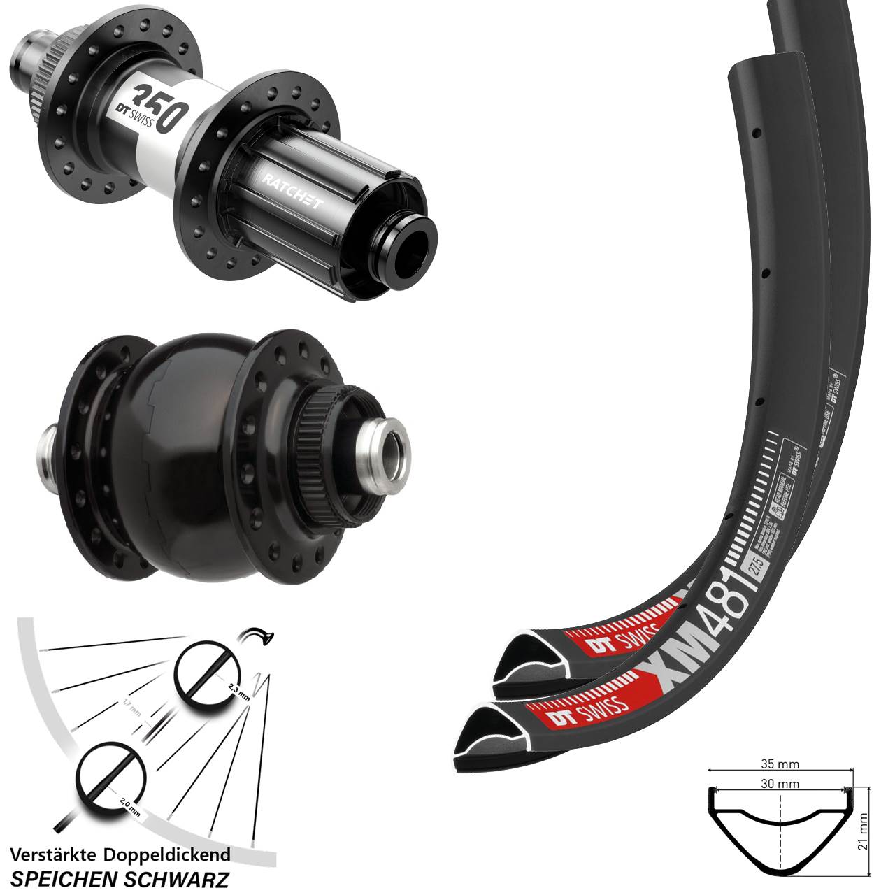 DT Swiss XM 481 350 SON delux 27,5 Zoll Centerlock Laufradsatz 12x100/142 11-12 fach