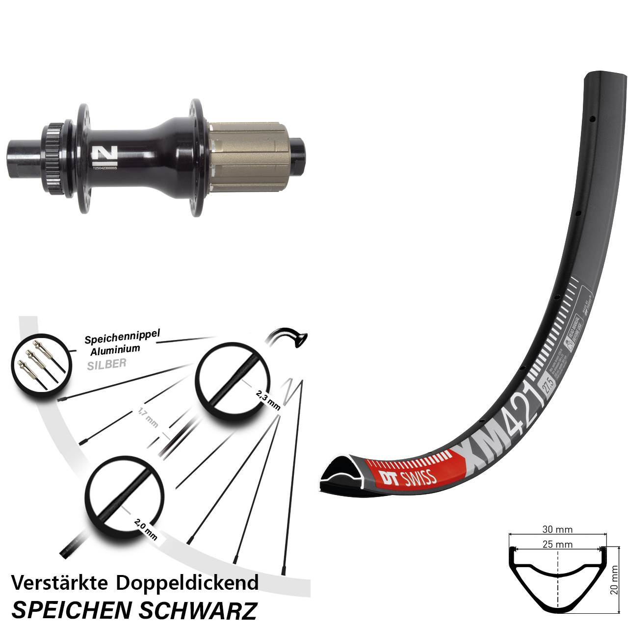 29 Zoll DT Swiss XM421 Novatec D792SB Disc Laufrad 12x142 8-12 fach