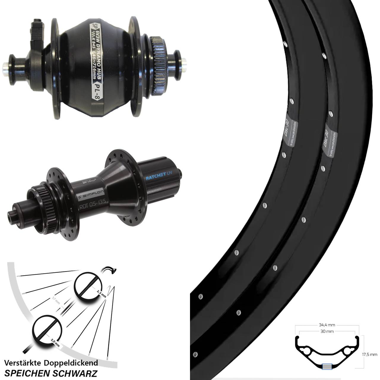Laufradsatz Centerlock QR 29 Zoll Ryde Disc 30 DT Swiss 370 Hybrid Shutter PL-8 8-11 fach