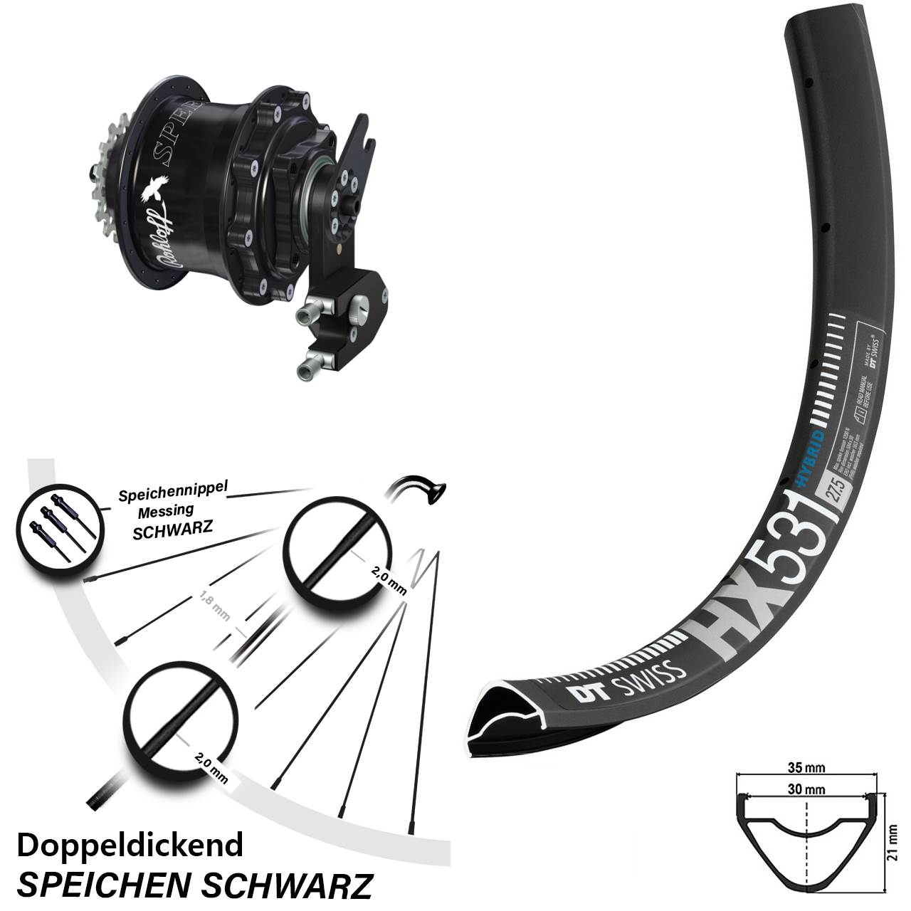 DT Swiss HX 531 Rohloff Speedhub 500/14 CC DB OEM2 29 Zoll Disc Laufrad