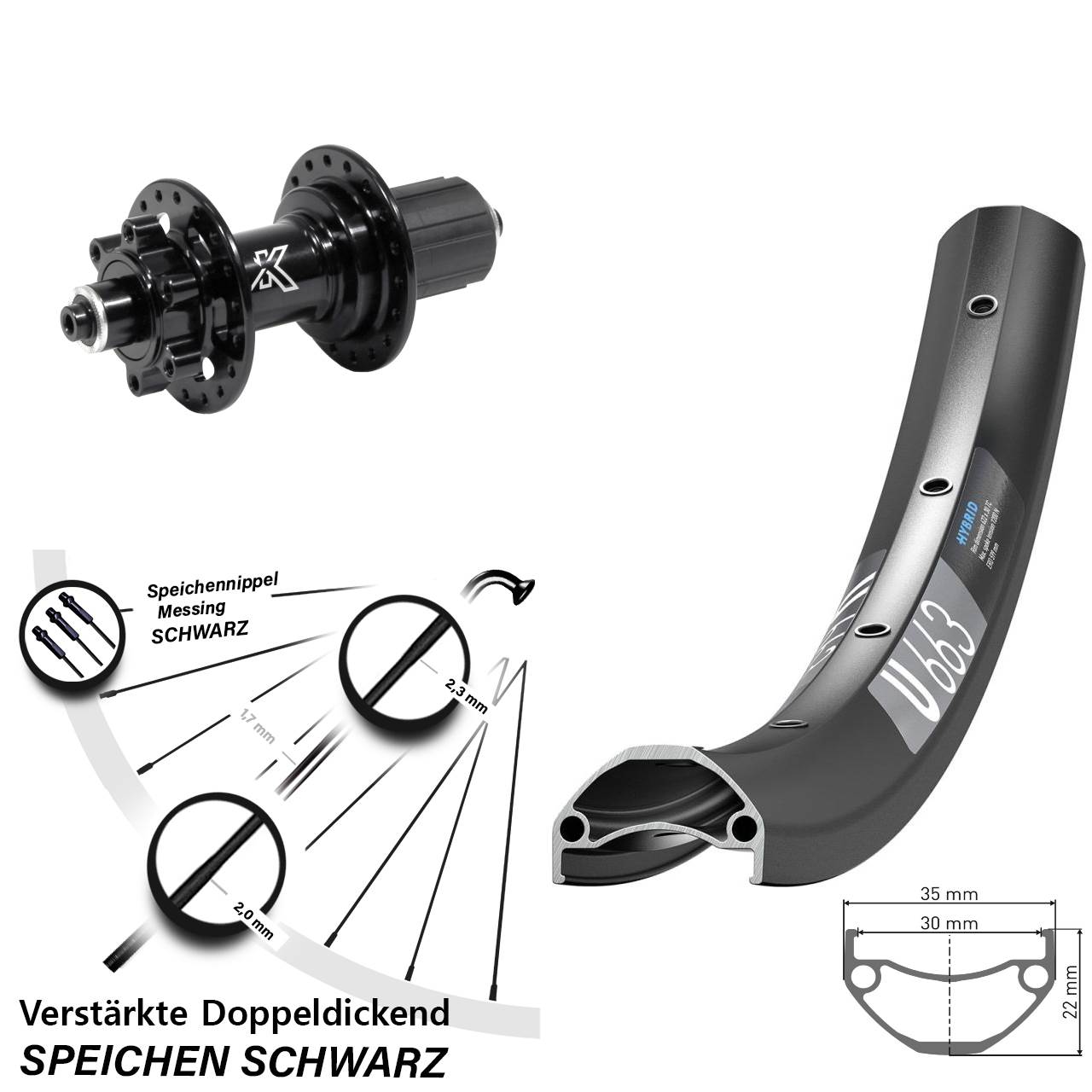 Disc Hinterrad 29 Zoll DT Swiss U663 KX-M Heavy Duty 8-12 fach HG für Schnellspanner