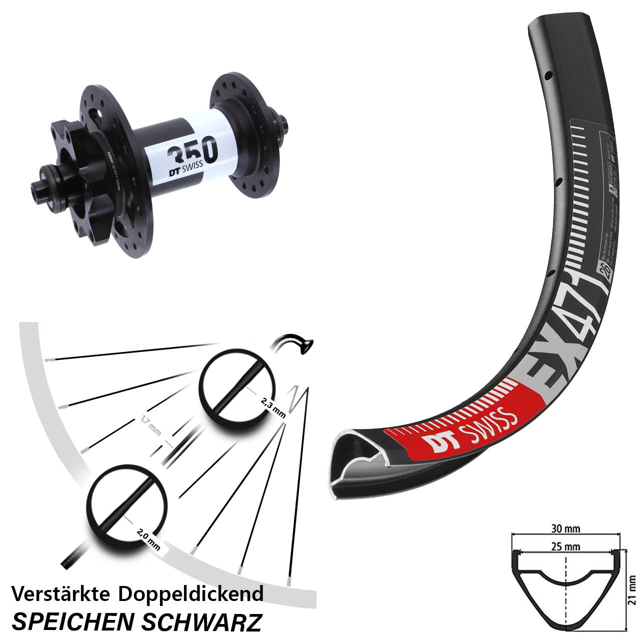 DT Swiss EX 471-350 Disc 29 Zoll Vorderrad für Schnellspanner