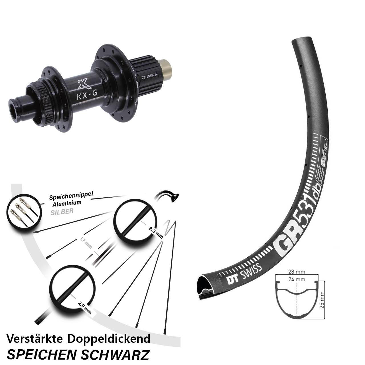 Disc Laufrad 27,5 Zoll DT Swiss GR531 KX-G Shimano Micro Spline 12x142