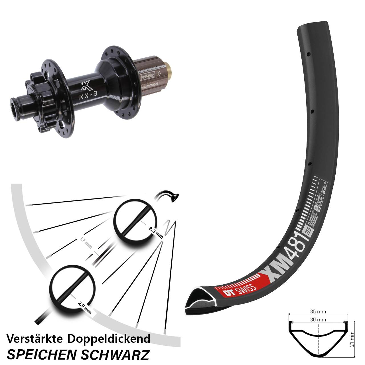 DT Swiss XM 481 KX-B 27,5 Zoll Disc Hinterrad 12x148 Boost 8-11 fach
