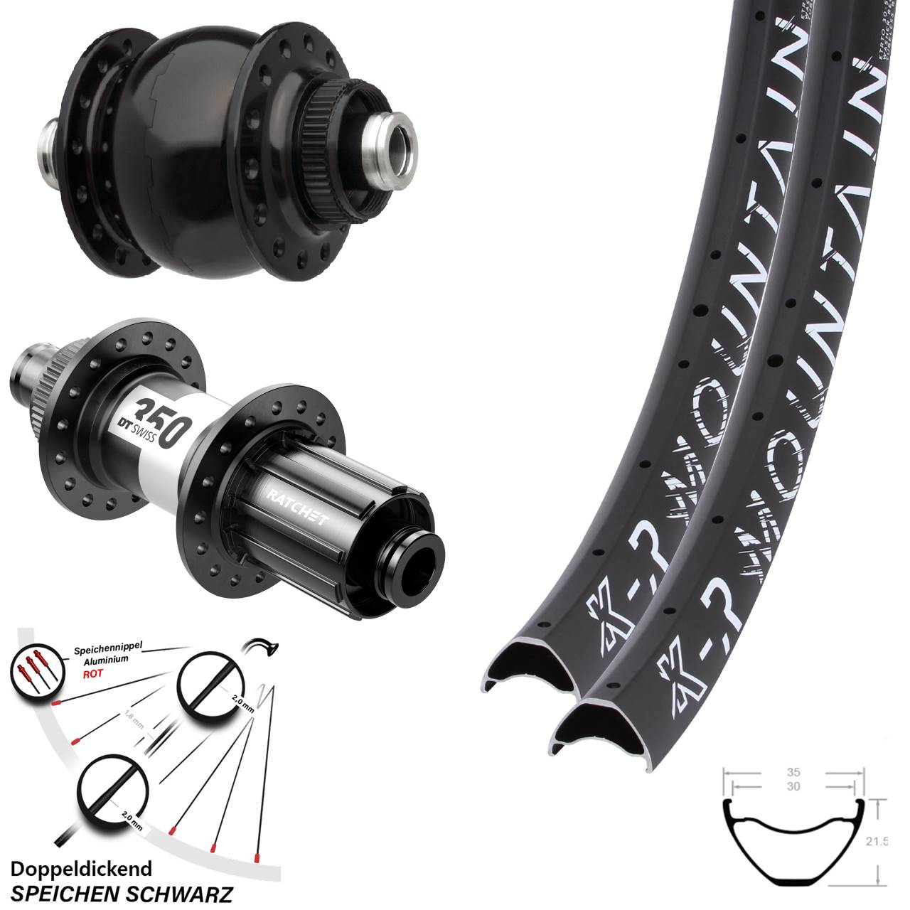 Laufradsatz 29 Zoll KX-R Mountain Centerlock 12x100/142 DT Swiss 350 SON delux HG