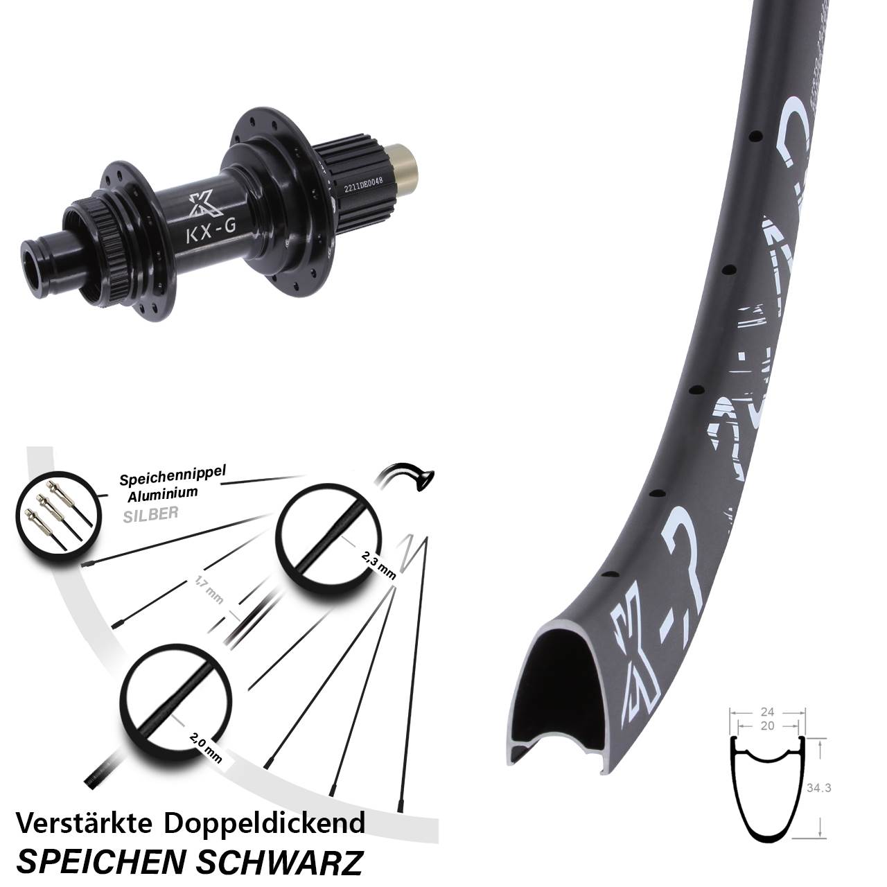 KX-R Road verstärkt Steckachse 29 Zoll Disc Laufrad 12x142 Shimano Micro Spline