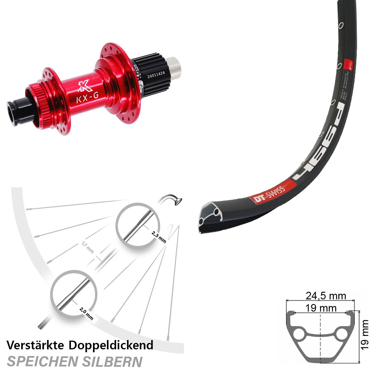 Disc Laufrad 29 Zoll DT Swiss 466 KX-G rot Micro Spline 12x142