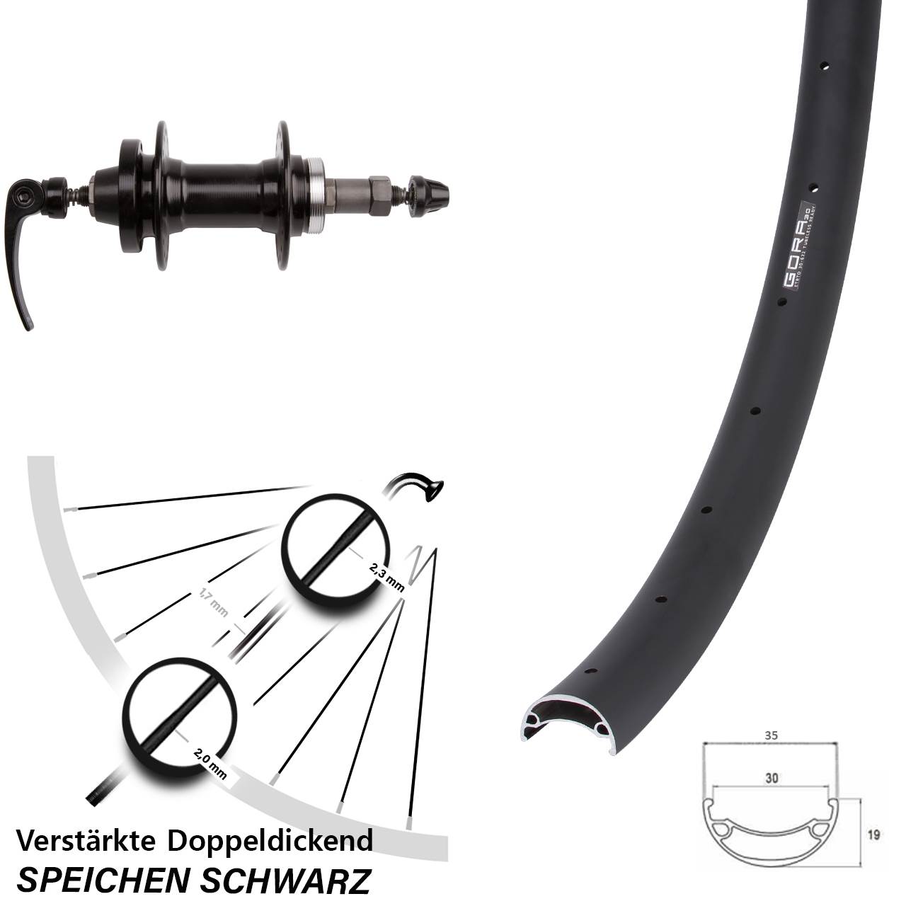 Disc Hinterrad 29 Zoll Gora 30 Novatec Schraubkranz für Schnellspanner