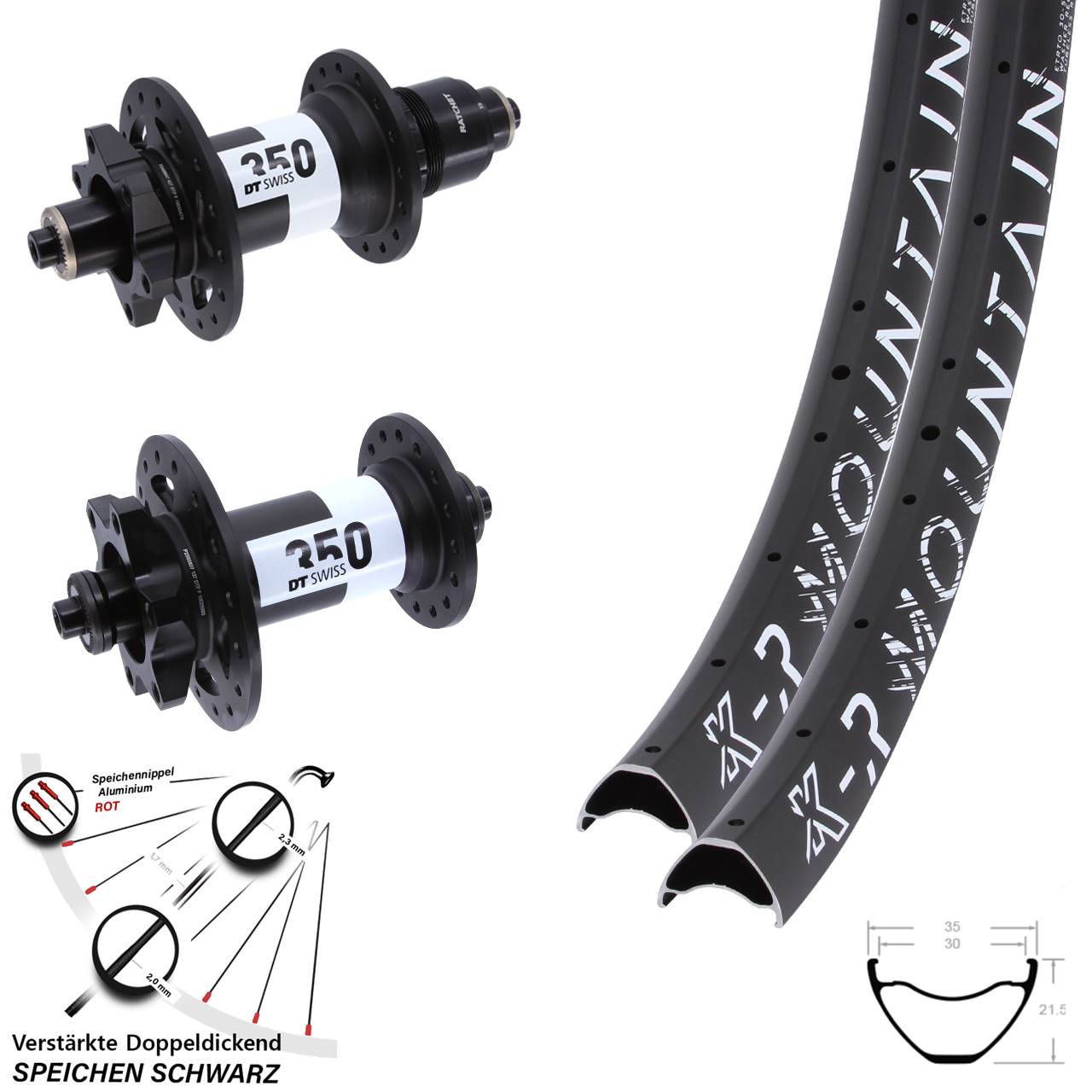 6-Loch Laufradsatz QR 29 Zoll KX-R Mountain DT Swiss 350 XD 11-12 fach
