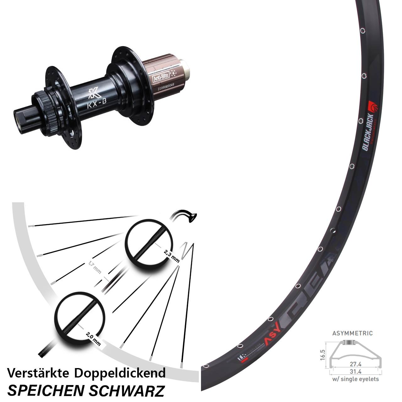 Disc Hinterrad 650B Rodi Ready 27 KX-B 8-12 fach 12x148 Boost