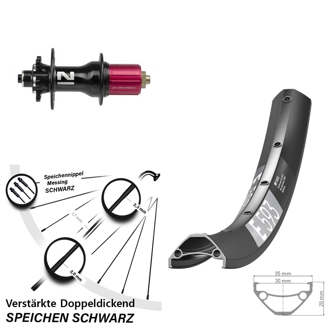 DT Swiss E 593 Novatec Superlight 27,5 Zoll Disc Laufrad für Schnellspanner 8-12 fach