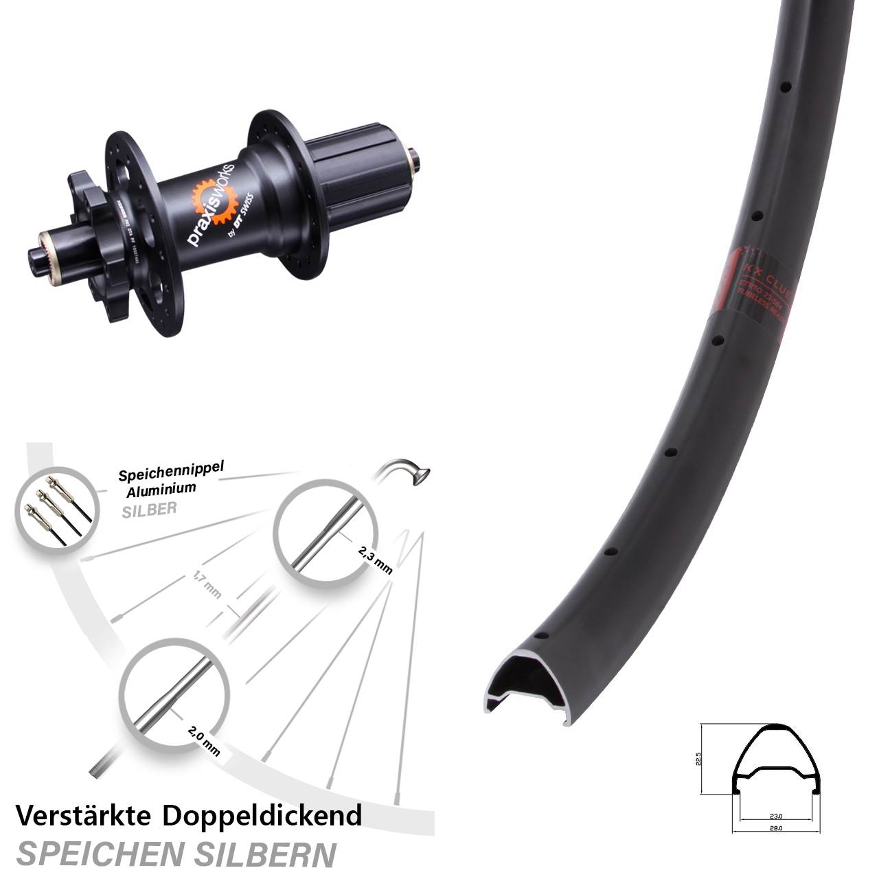 28 Zoll KX Clue DT Swiss 350 6-Loch 5x135 HG Disc Hinterrad für Schnellspanner 8-11 fach