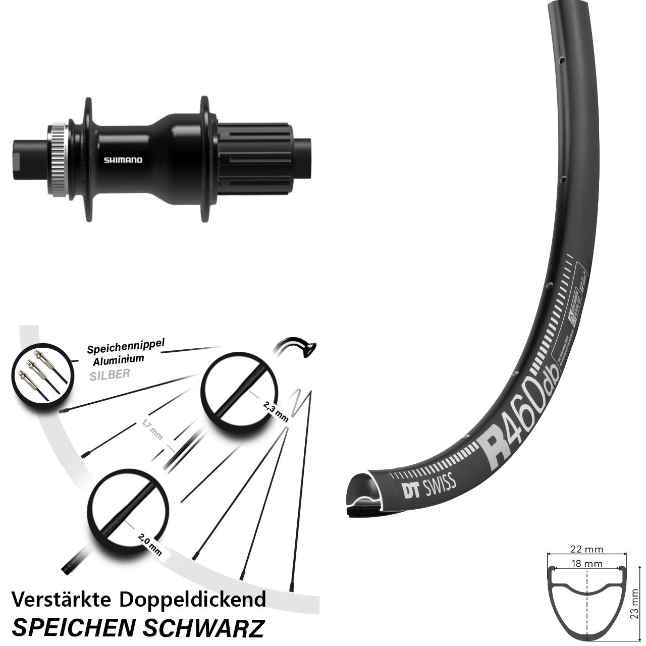 Centerlock Hinterrad 28 Zoll DT Swiss R 460 Disc Shimano FH-TC500 11-12 fach 12x142