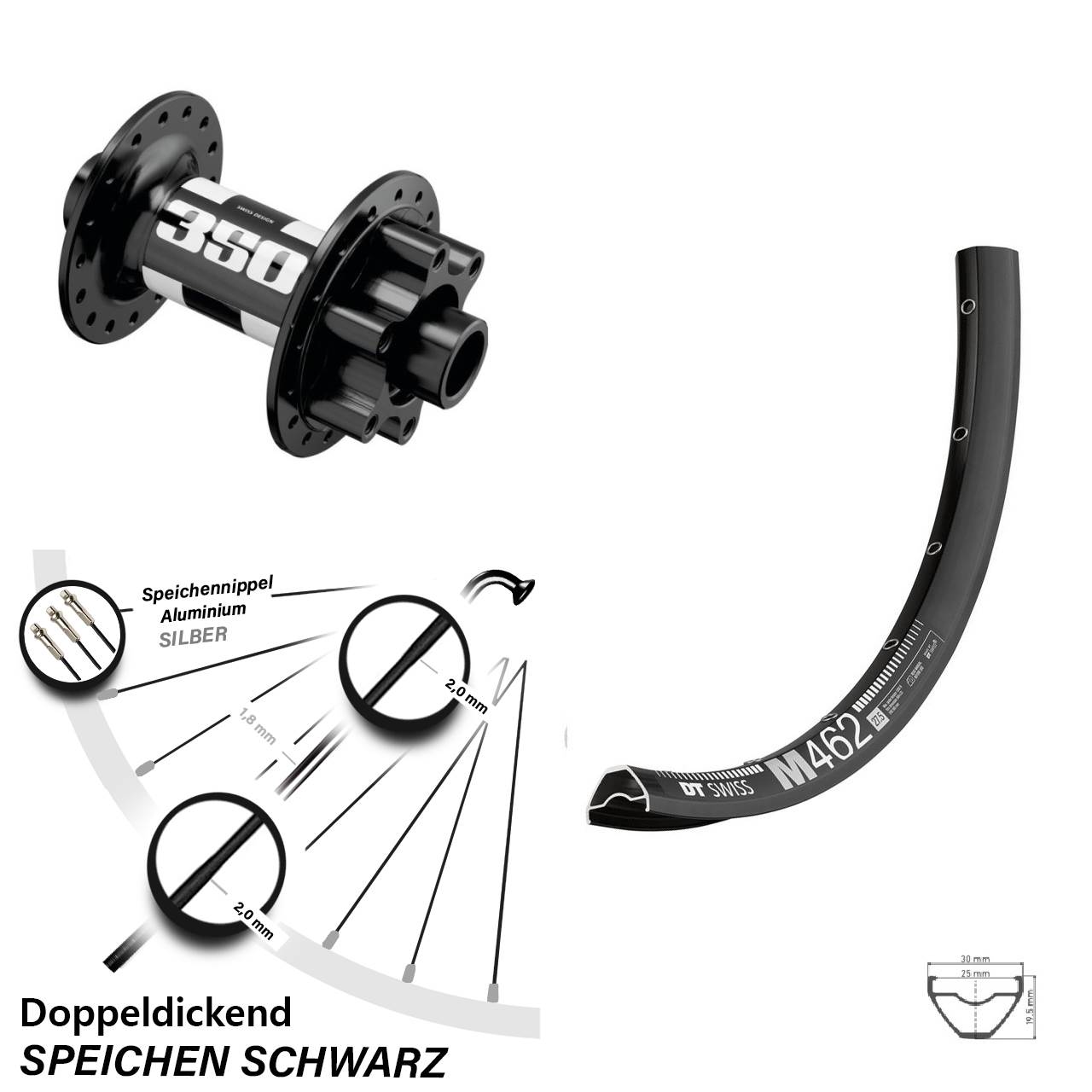 Boost Vorderrad 6-Loch 15x110 650B DT Swiss M 462 350