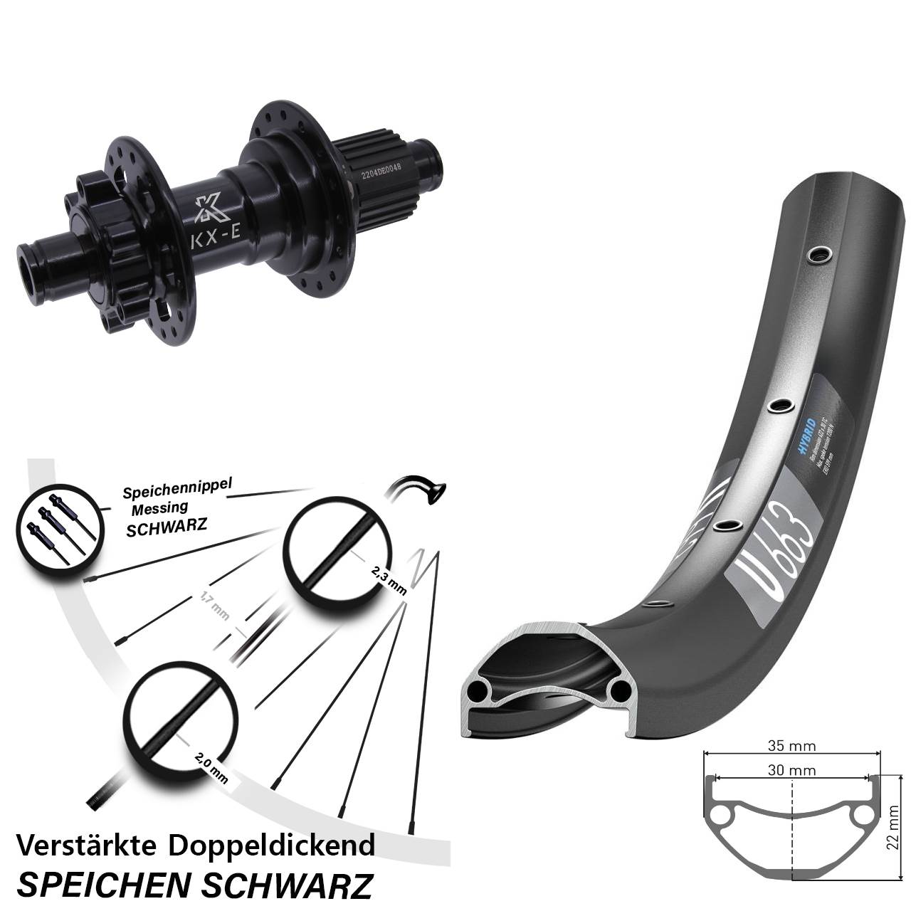 Disc Laufrad 12x142 20 Zoll DT Swiss U663 KX-E Heavy Duty Shimano Micro Spline