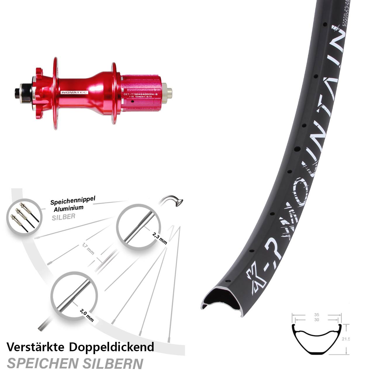 Hinterrad 6-Loch für Schnellspanner 29 Zoll KX-R Mountain Novatec D792 8-12 fach